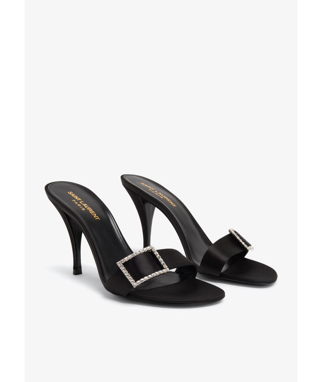 SAINT LAURENT Черные текстильные мюли, фото 3