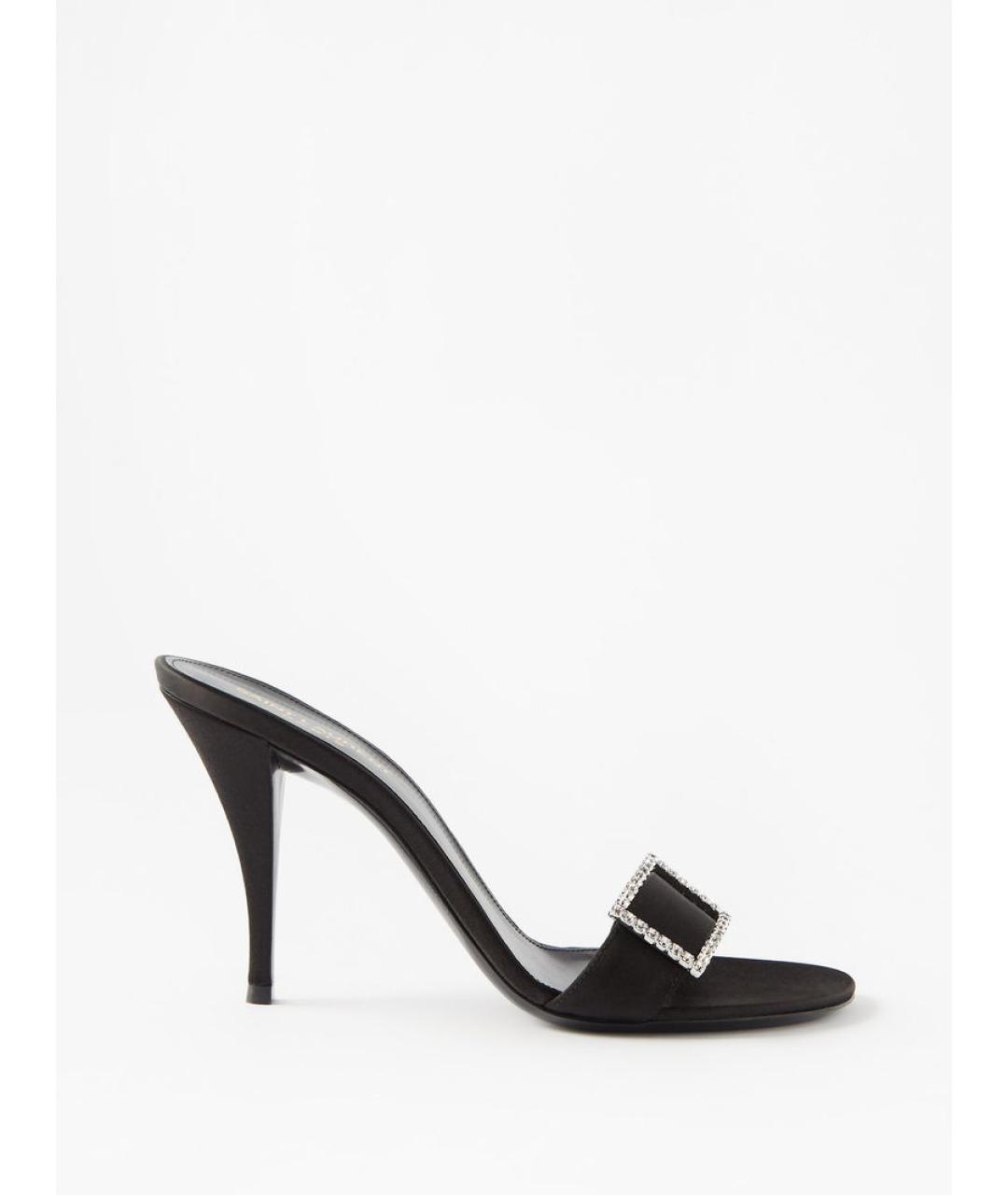 SAINT LAURENT Черные текстильные мюли, фото 10