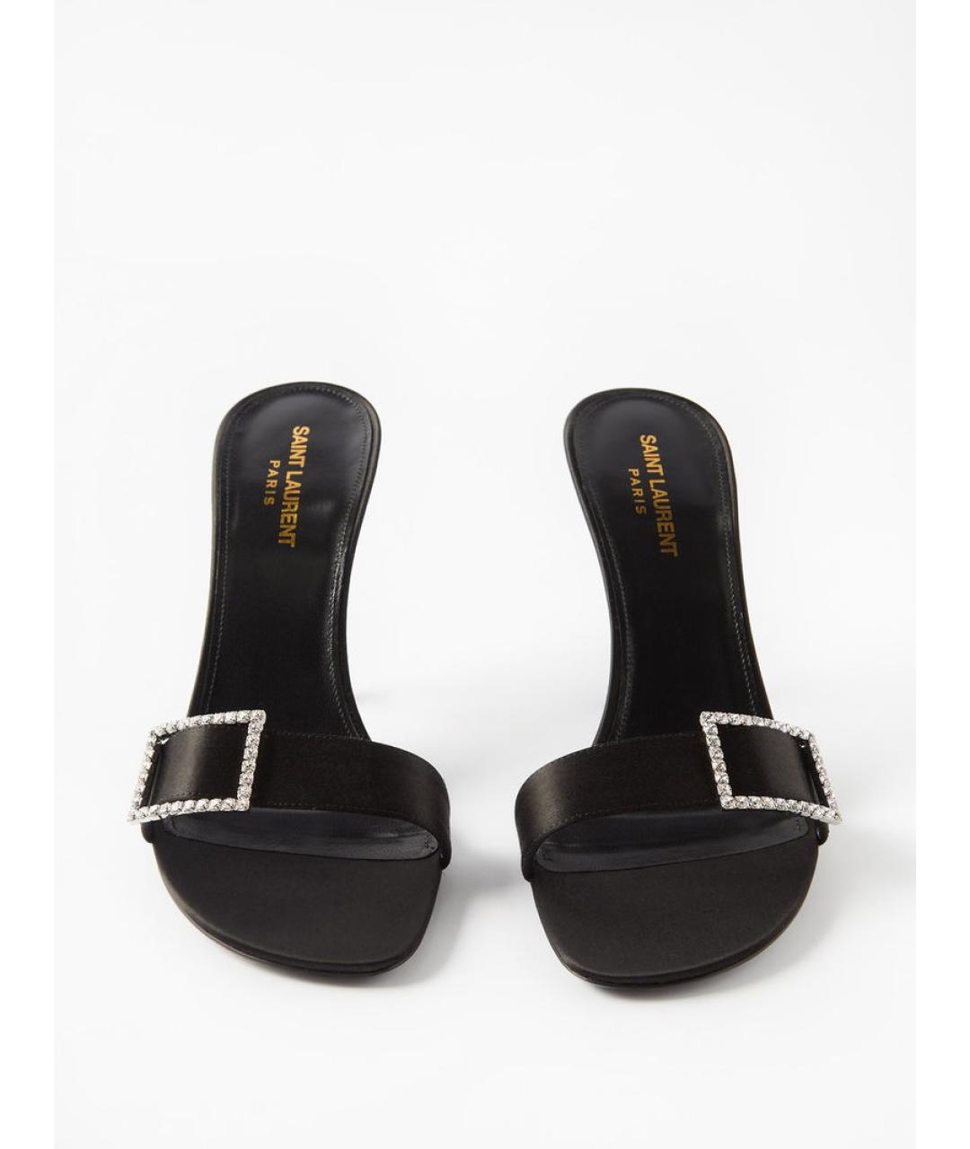 SAINT LAURENT Черные текстильные мюли, фото 7