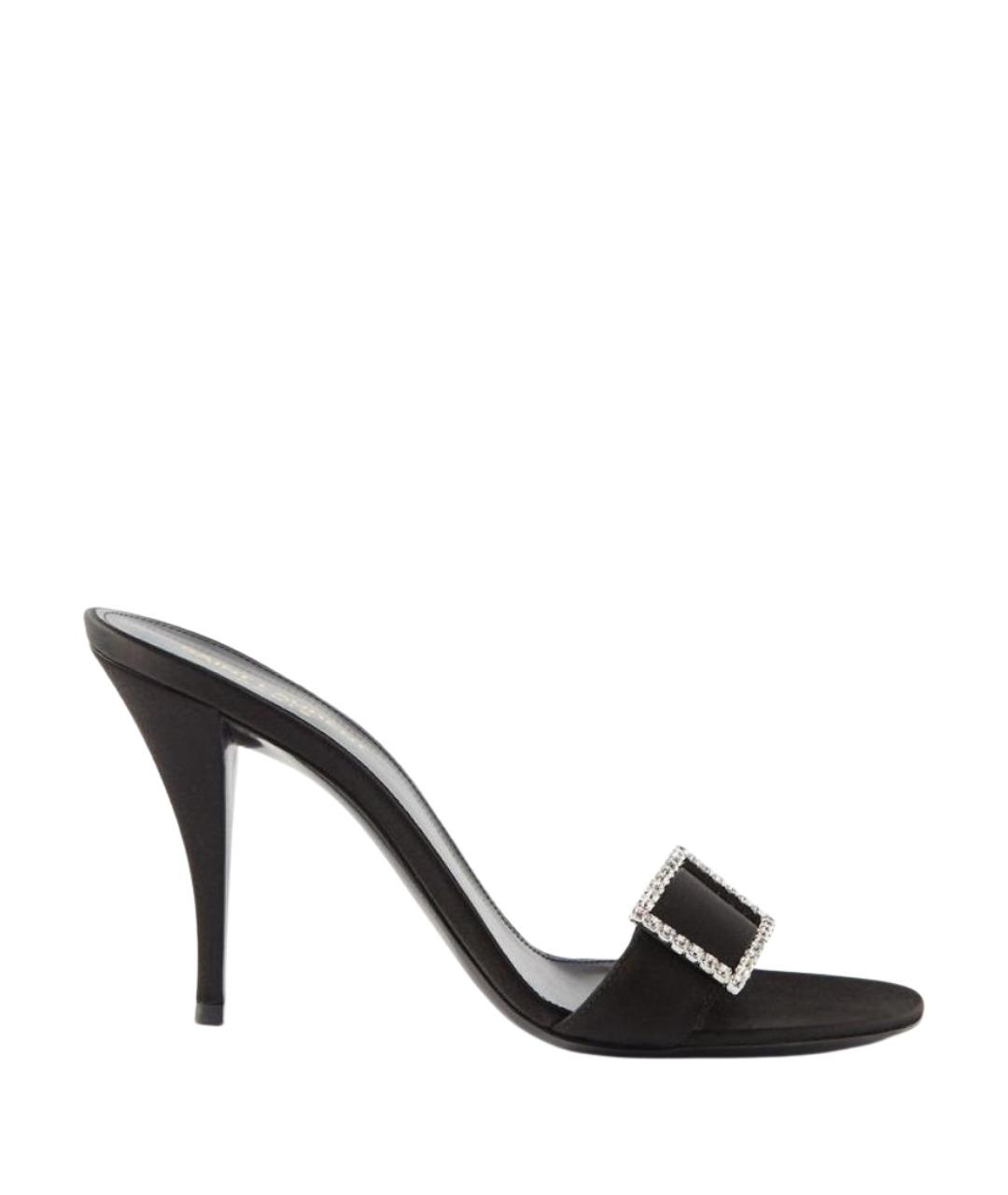 SAINT LAURENT Черные текстильные мюли, фото 1