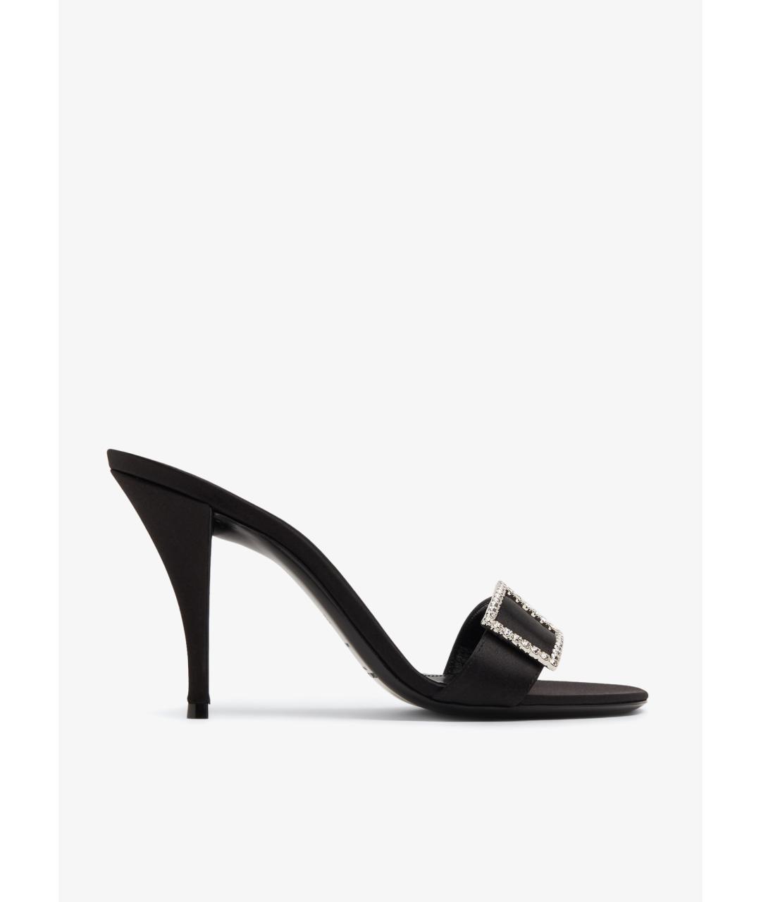 SAINT LAURENT Черные текстильные мюли, фото 2