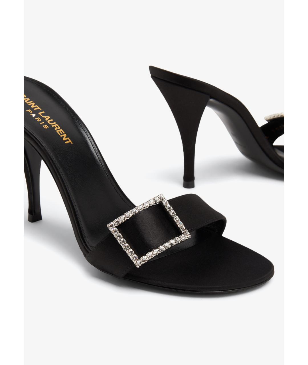 SAINT LAURENT Черные текстильные мюли, фото 4