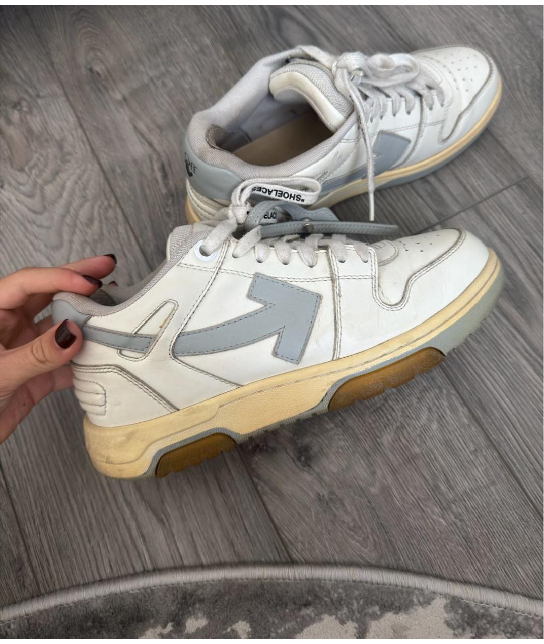 OFF-WHITE Белые кожаные кроссовки, фото 5