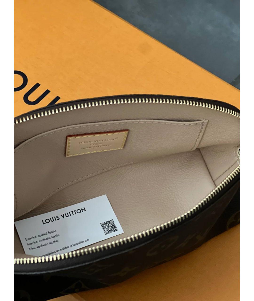 LOUIS VUITTON Коричневая косметичка из канвы, фото 3