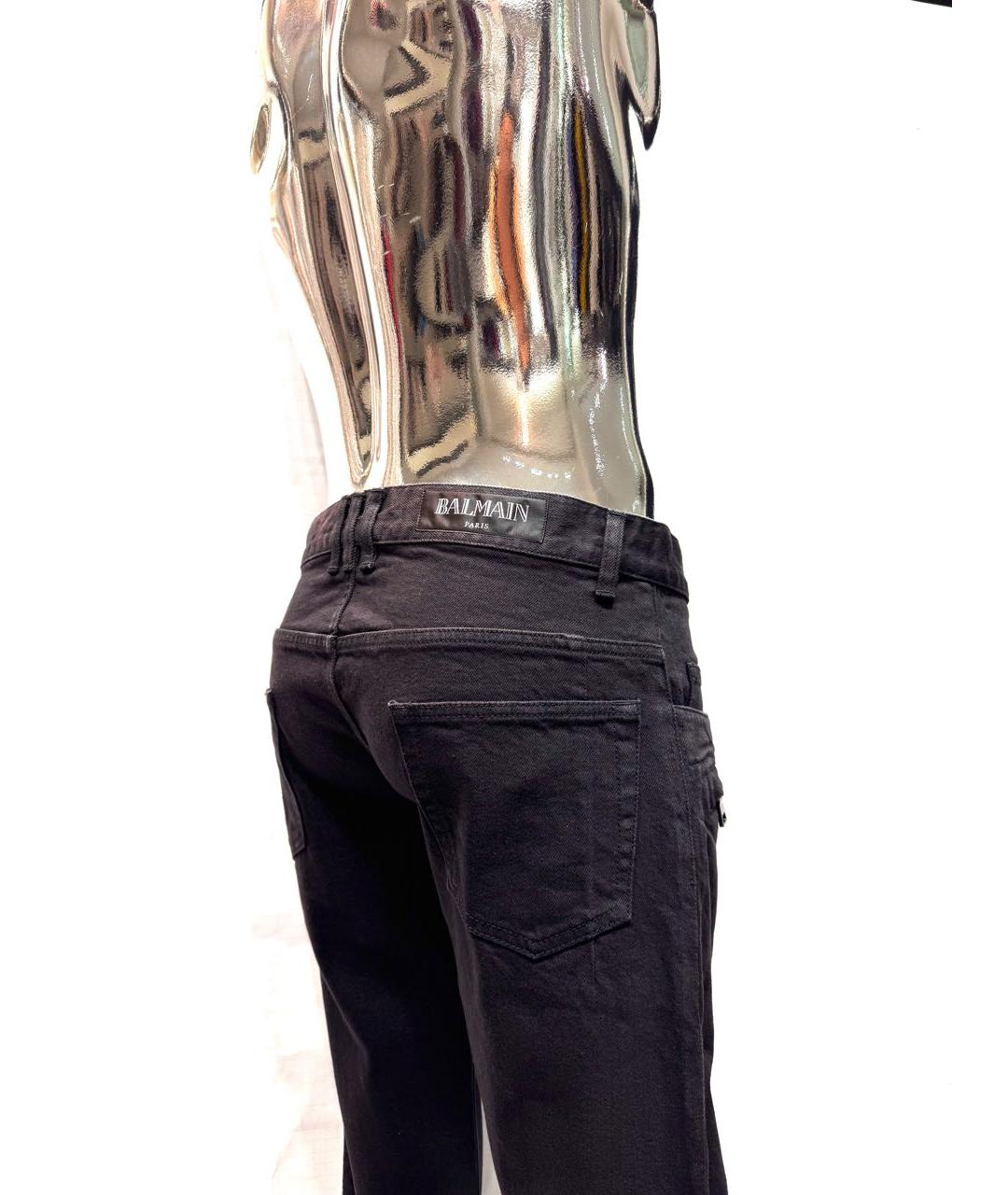 BALMAIN Черные хлопко-полиэстеровые прямые джинсы, фото 4