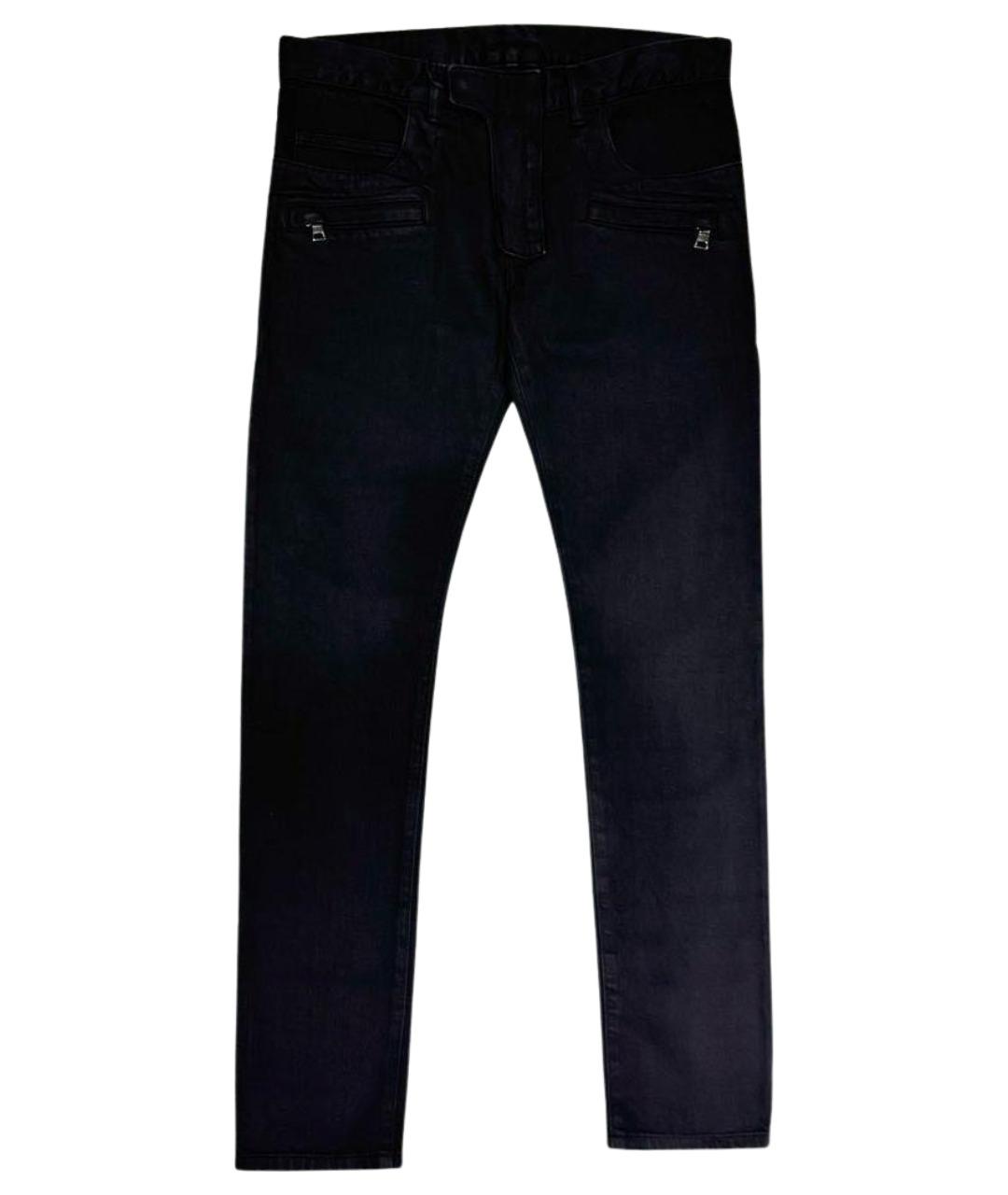 BALMAIN Черные хлопко-полиэстеровые прямые джинсы, фото 1