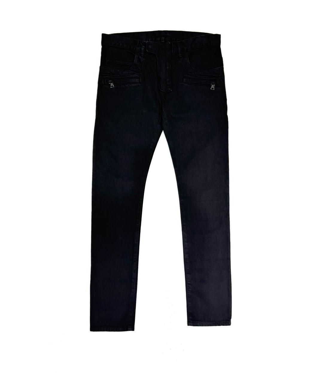 BALMAIN Черные хлопко-полиэстеровые прямые джинсы, фото 8