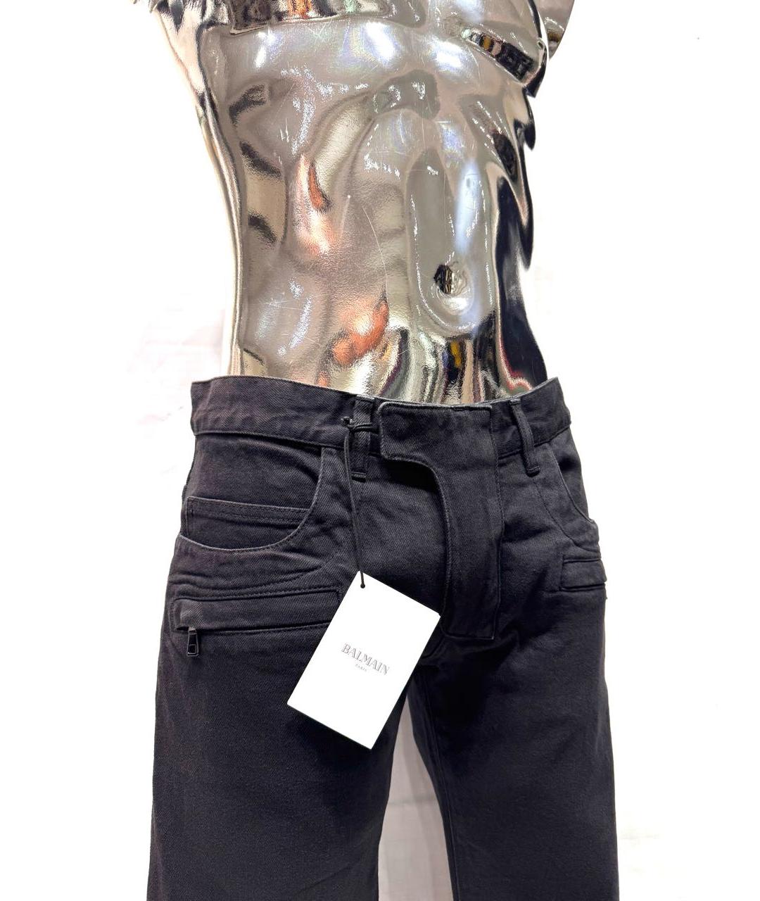 BALMAIN Черные хлопко-полиэстеровые прямые джинсы, фото 2