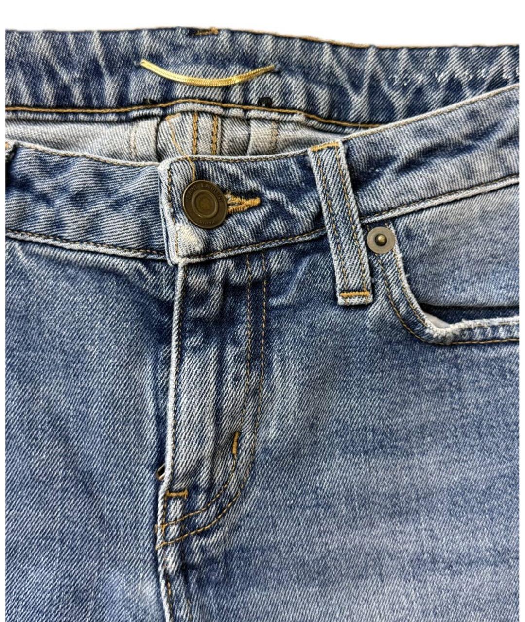SAINT LAURENT Голубые хлопковые джинсы слим, фото 2