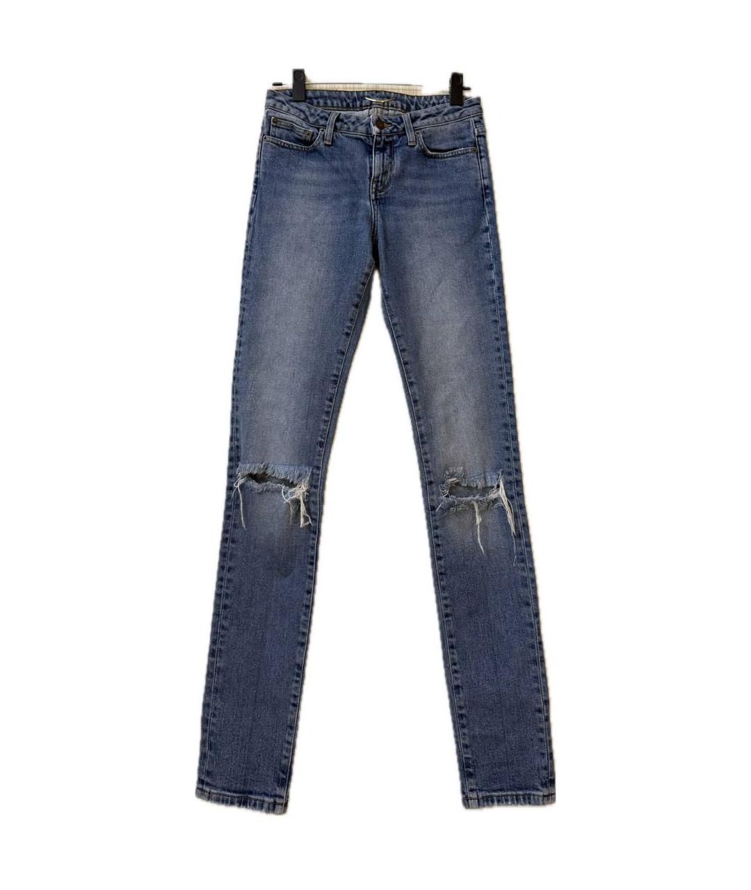 SAINT LAURENT Голубые хлопковые джинсы слим, фото 4
