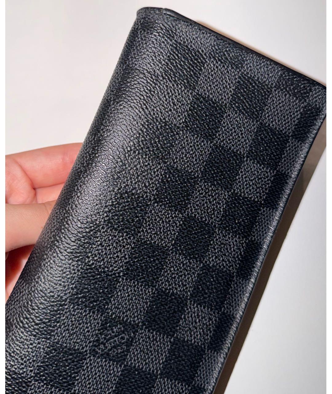 LOUIS VUITTON Черный кожаный кошелек, фото 2