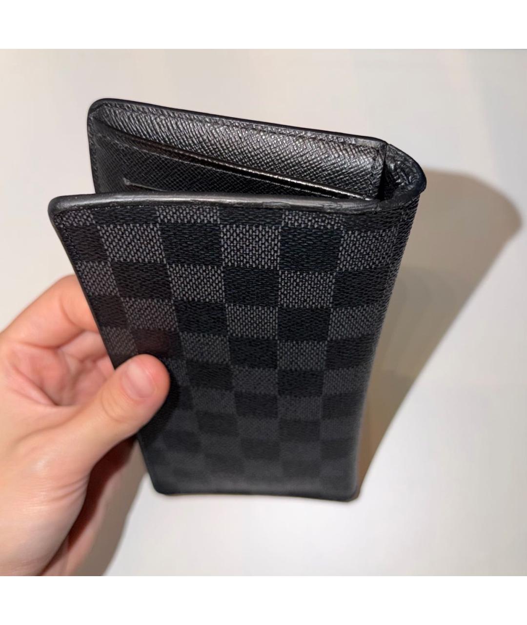 LOUIS VUITTON Черный кожаный кошелек, фото 8