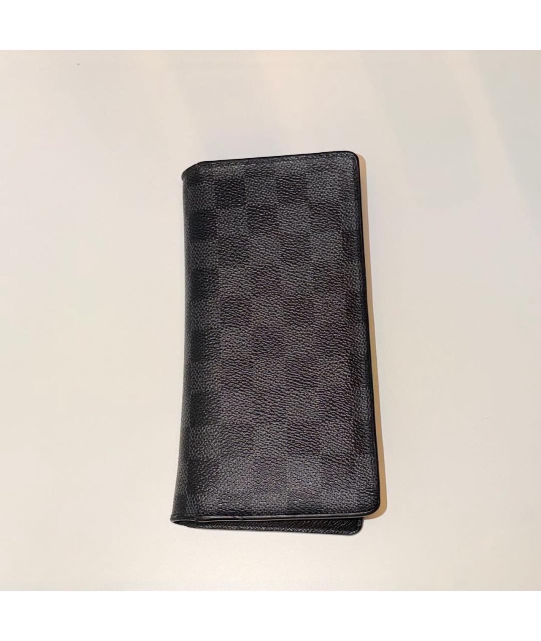 LOUIS VUITTON Черный кожаный кошелек, фото 9