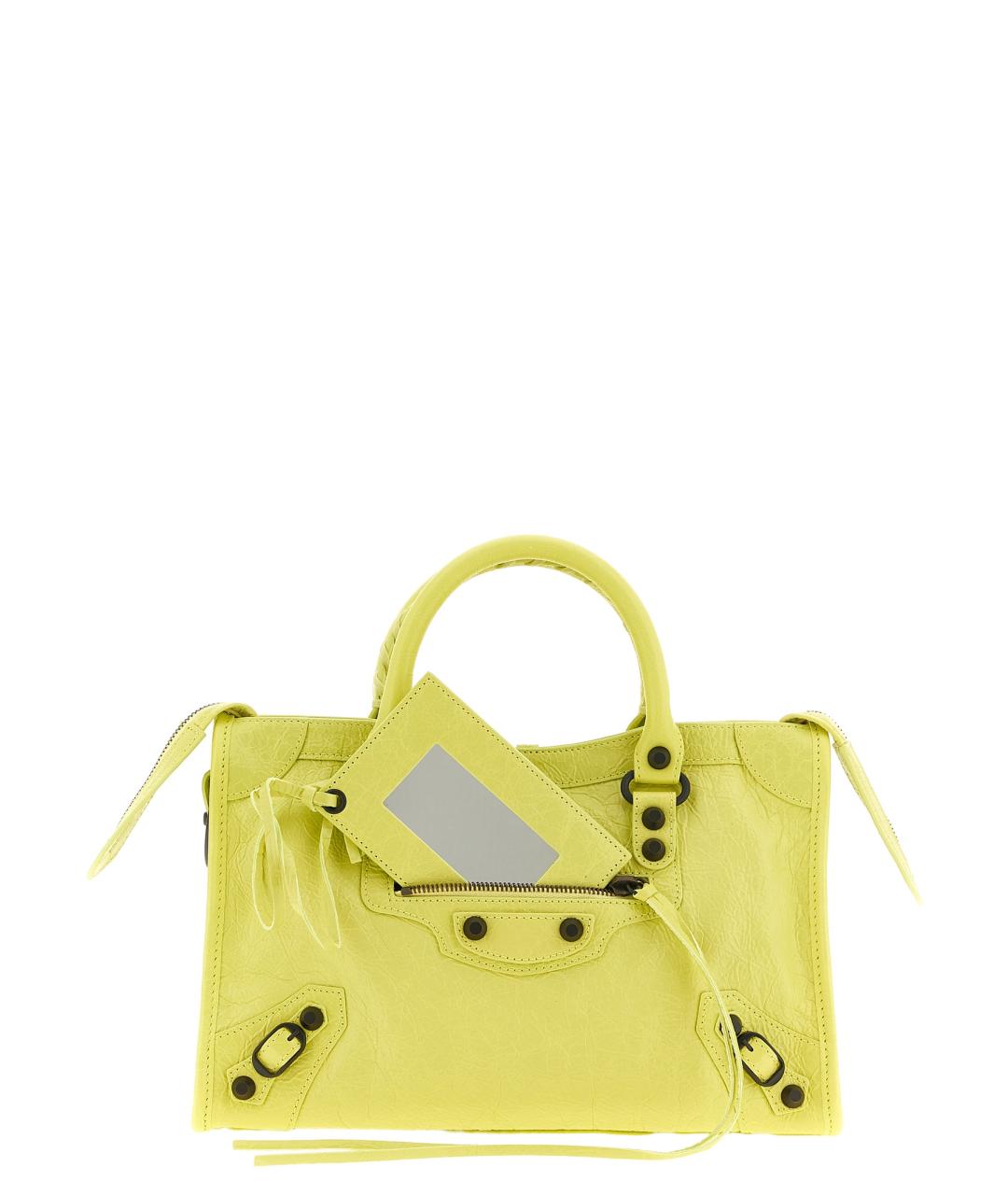 BALENCIAGA Желтая кожаная сумка тоут, фото 5