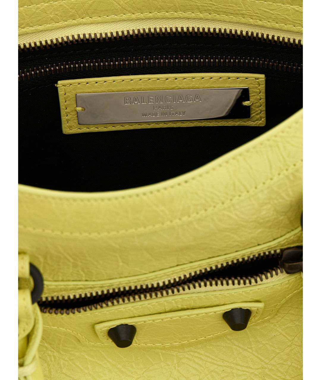 BALENCIAGA Желтая кожаная сумка тоут, фото 4