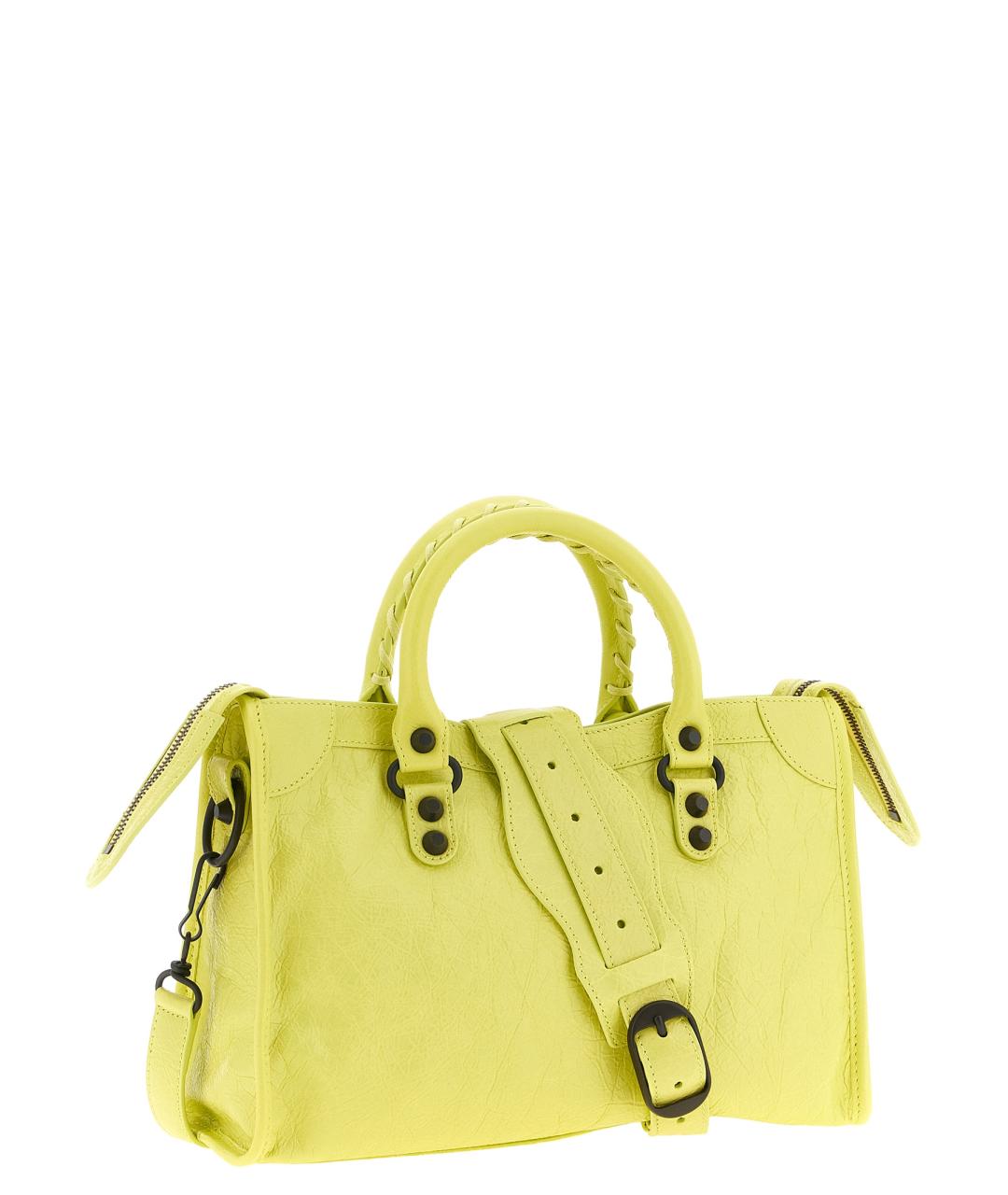 BALENCIAGA Желтая кожаная сумка тоут, фото 2