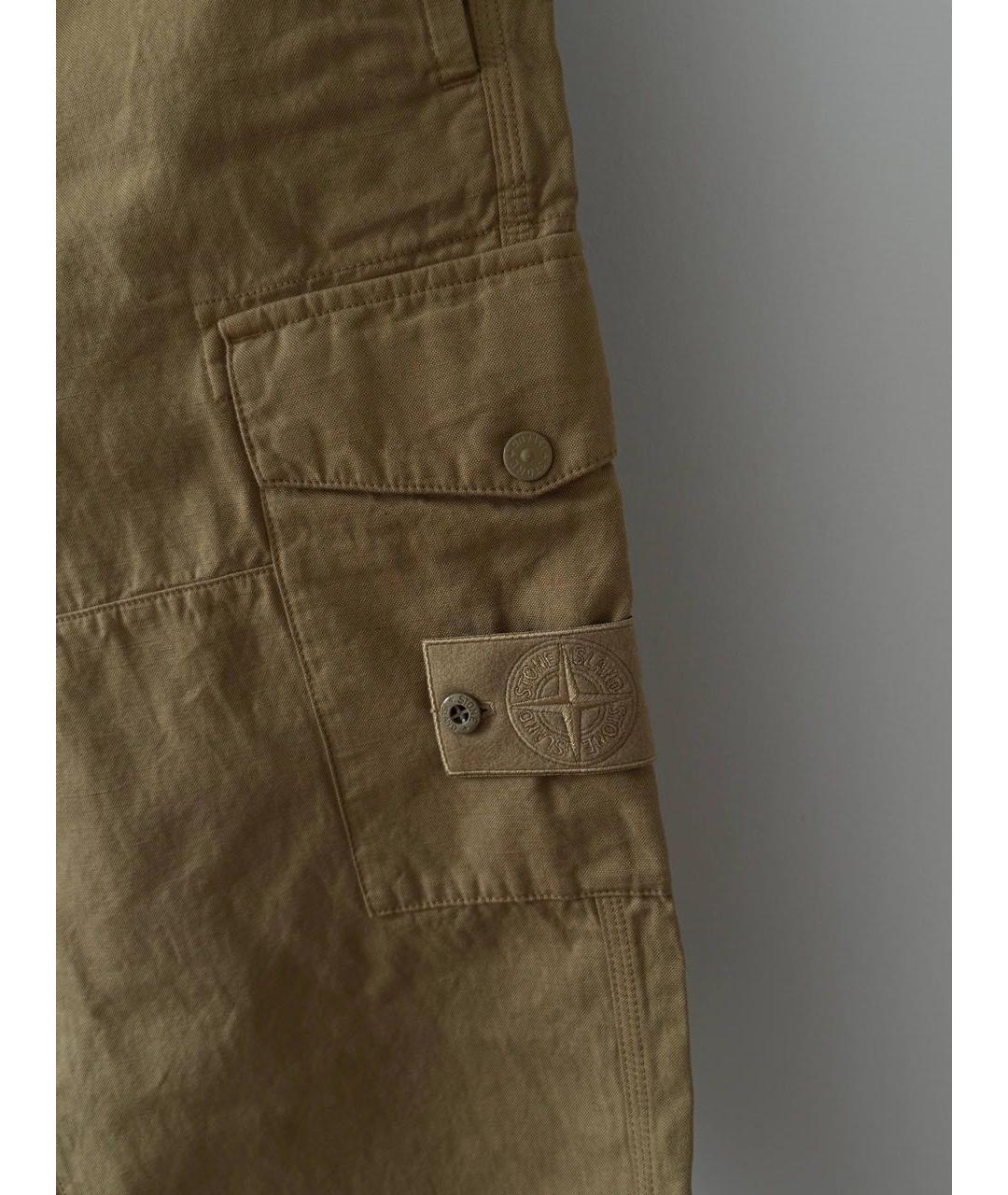 STONE ISLAND Горчичные хлопковые повседневные брюки, фото 4