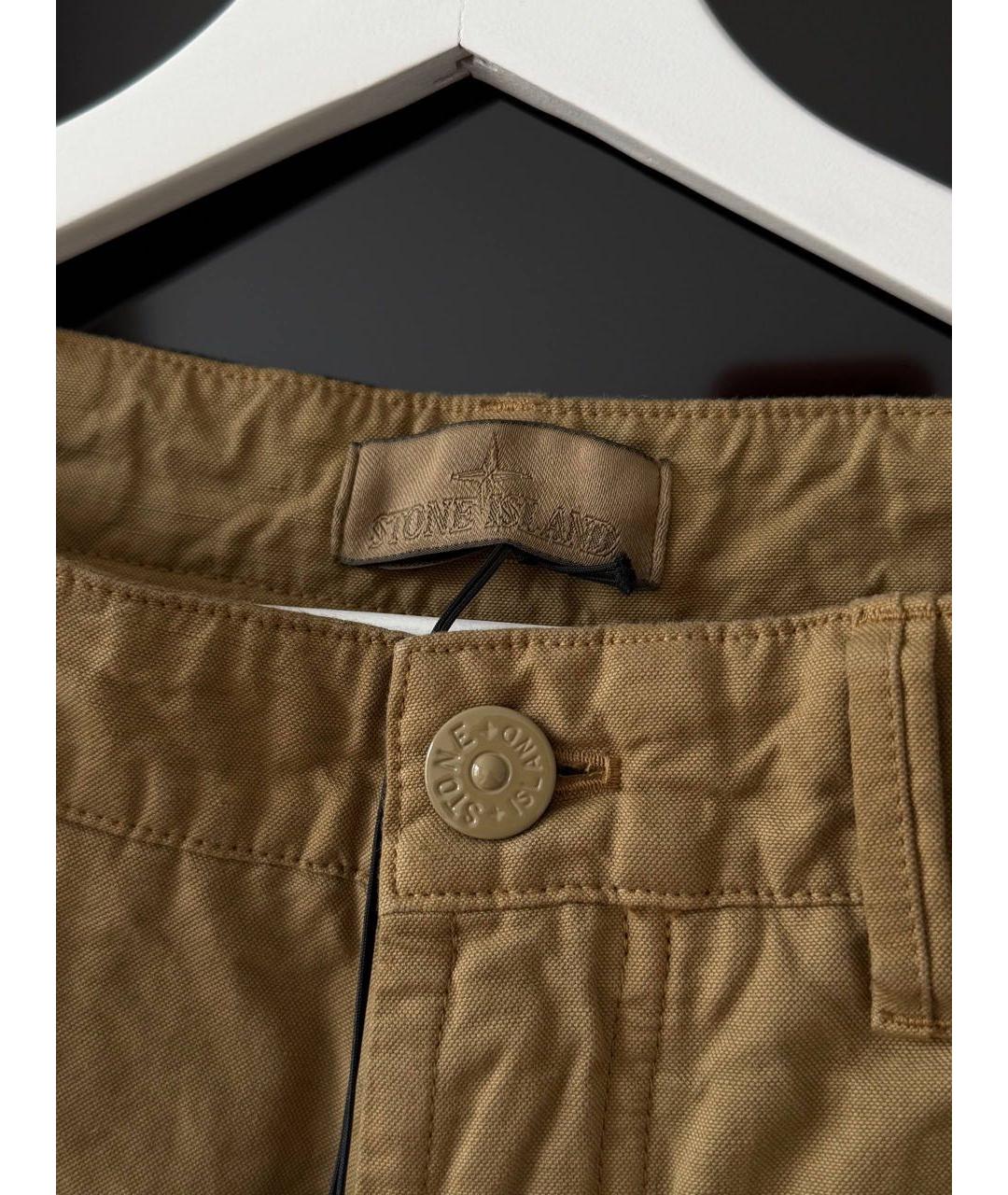 STONE ISLAND Горчичные хлопковые повседневные брюки, фото 3