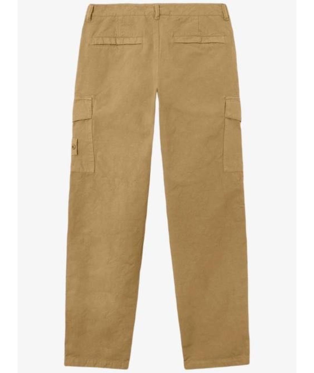 STONE ISLAND Горчичные хлопковые повседневные брюки, фото 2