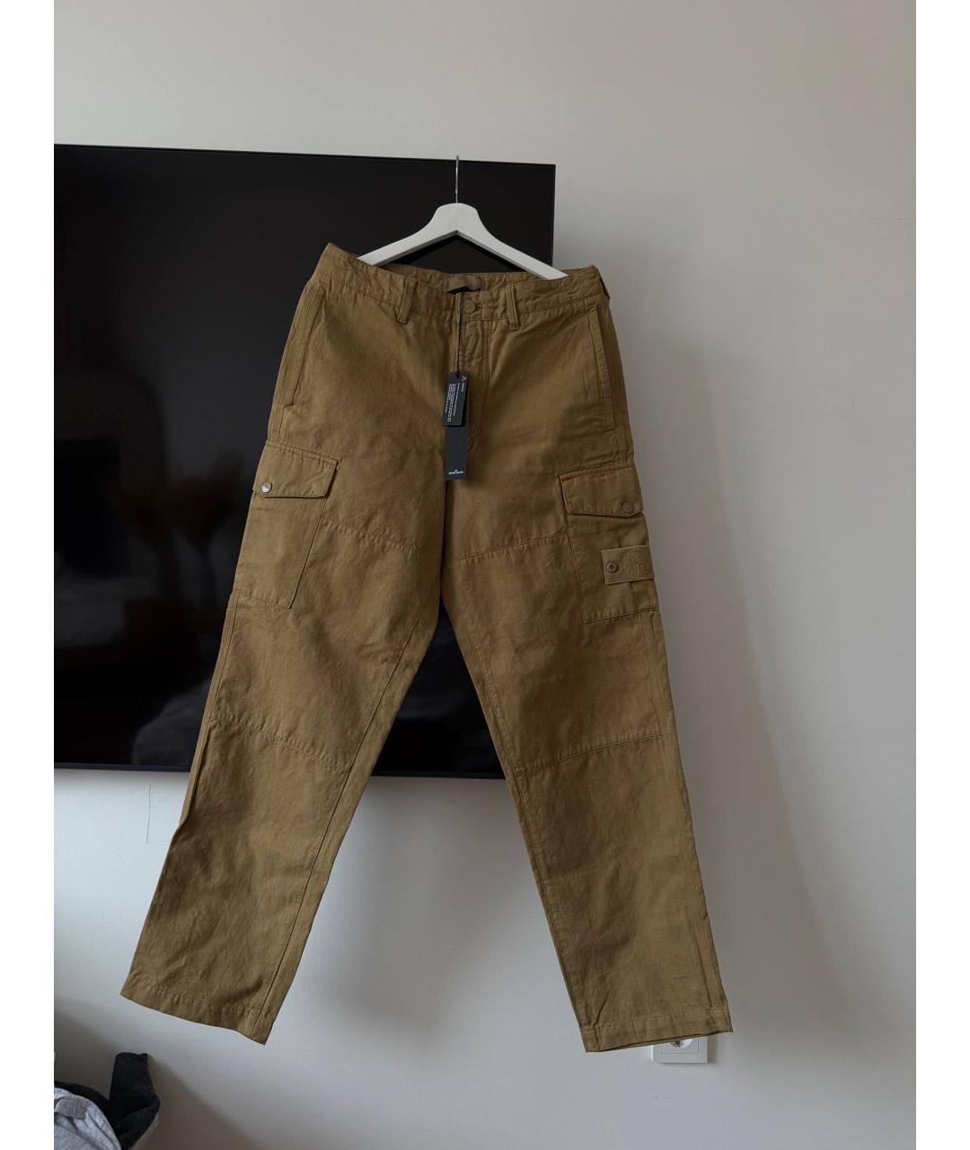 STONE ISLAND Горчичные хлопковые повседневные брюки, фото 6