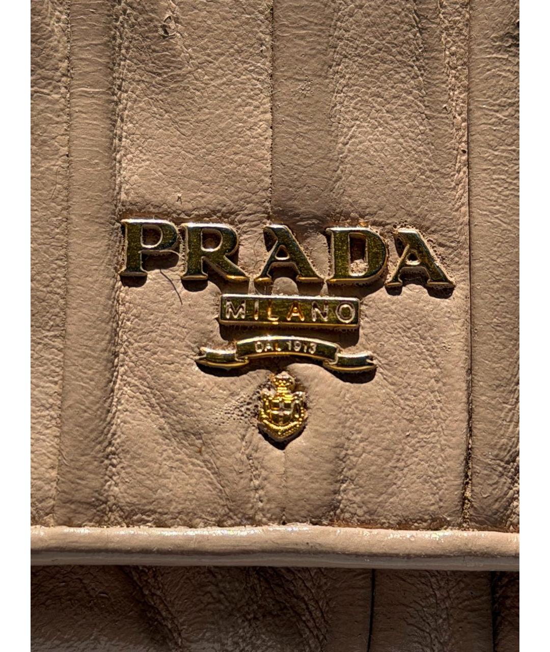PRADA Бежевый кожаный кошелек, фото 7