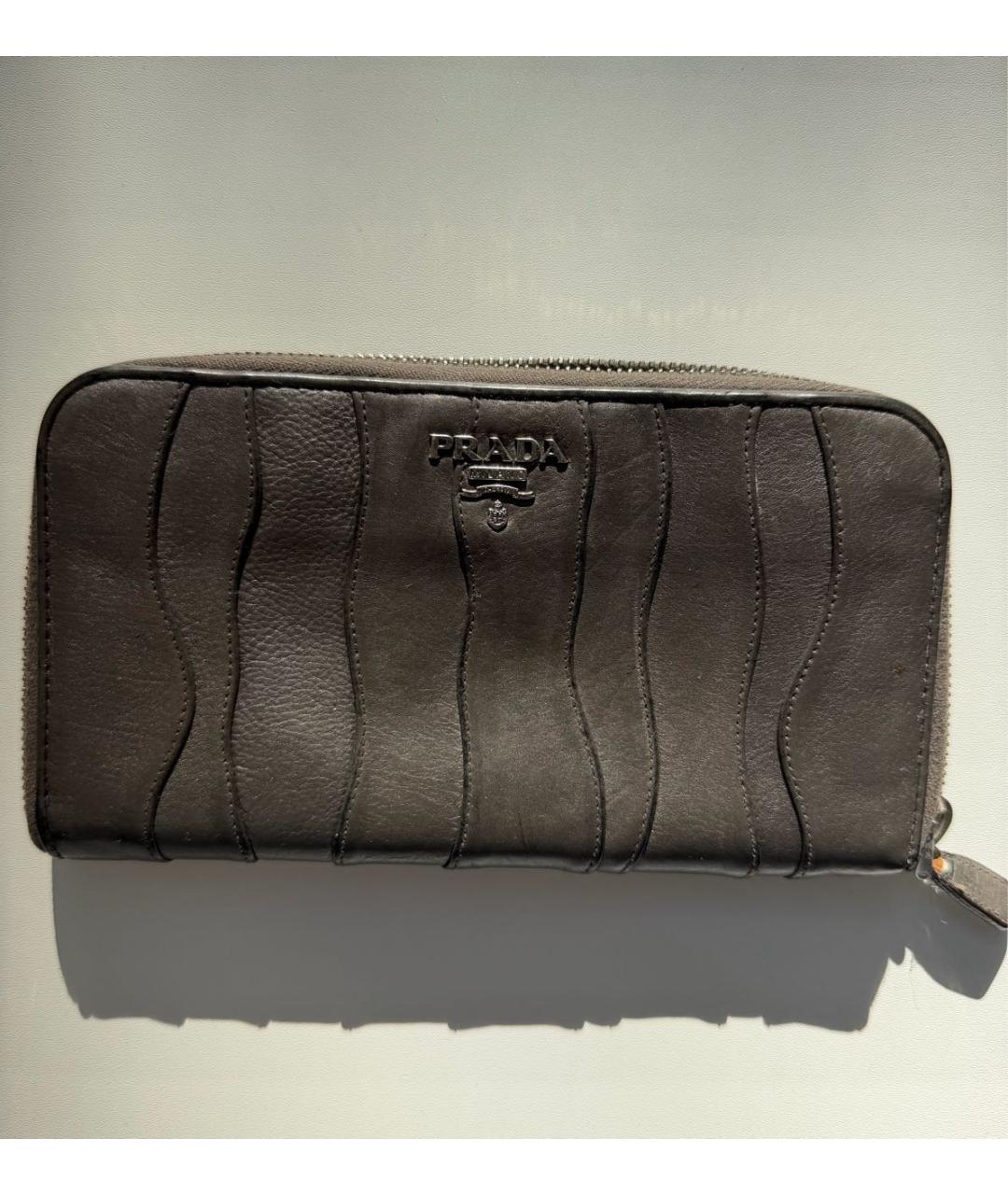 PRADA Антрацитовый кожаный кошелек, фото 9