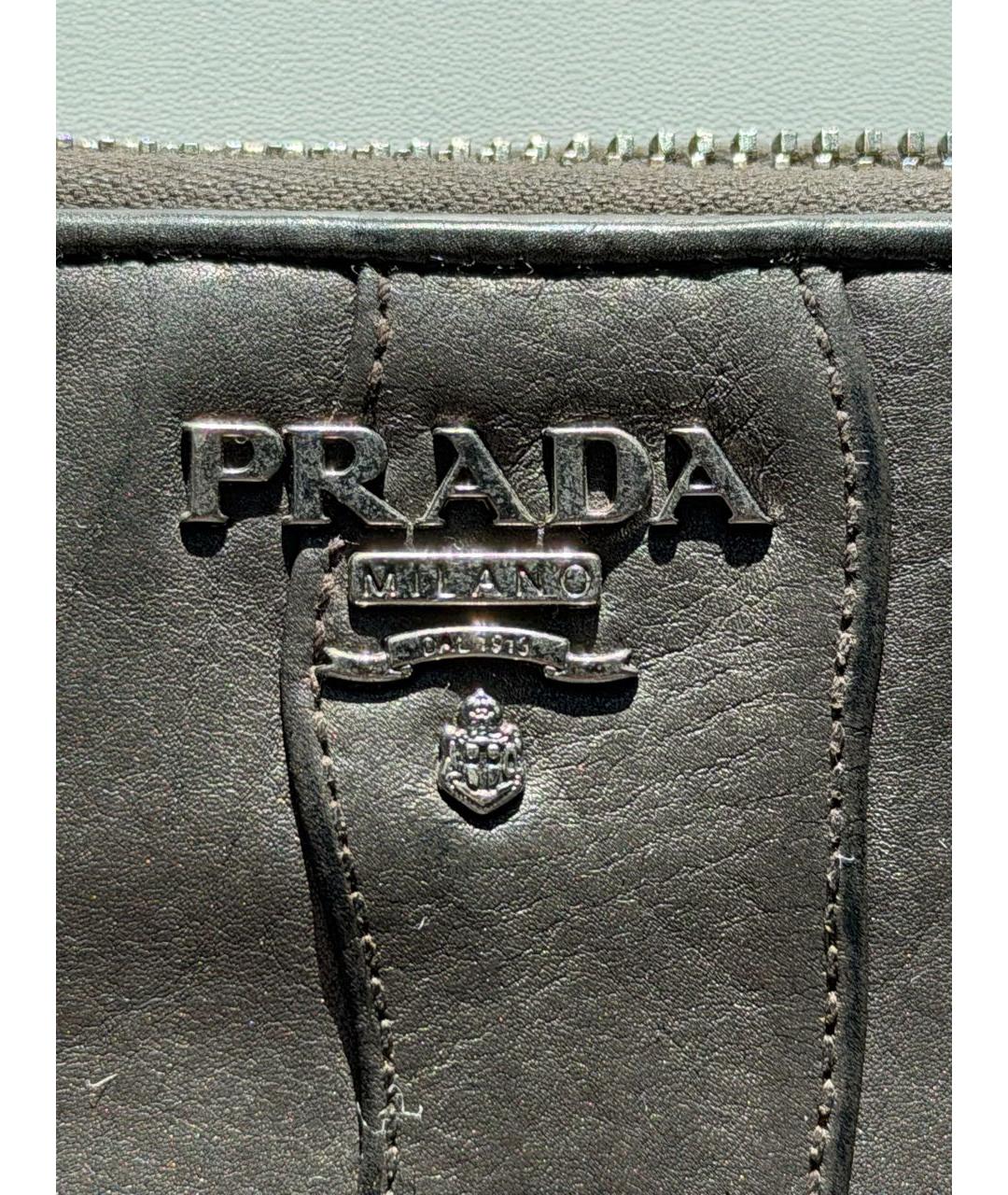 PRADA Антрацитовый кожаный кошелек, фото 6