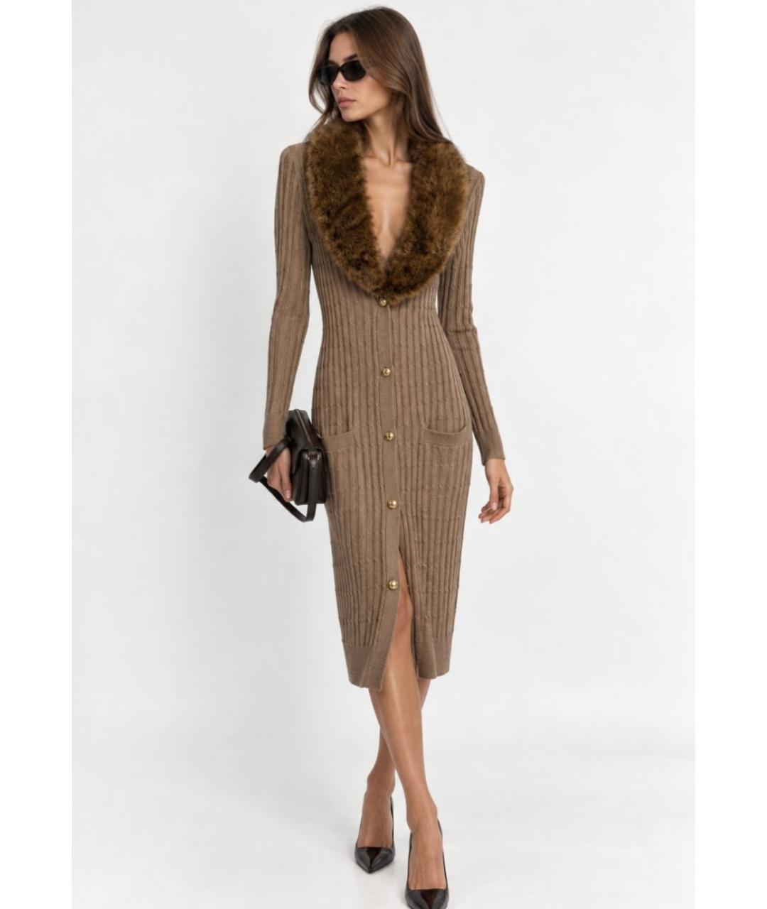 SAINT LAURENT Коричневое коктейльное платье, фото 2