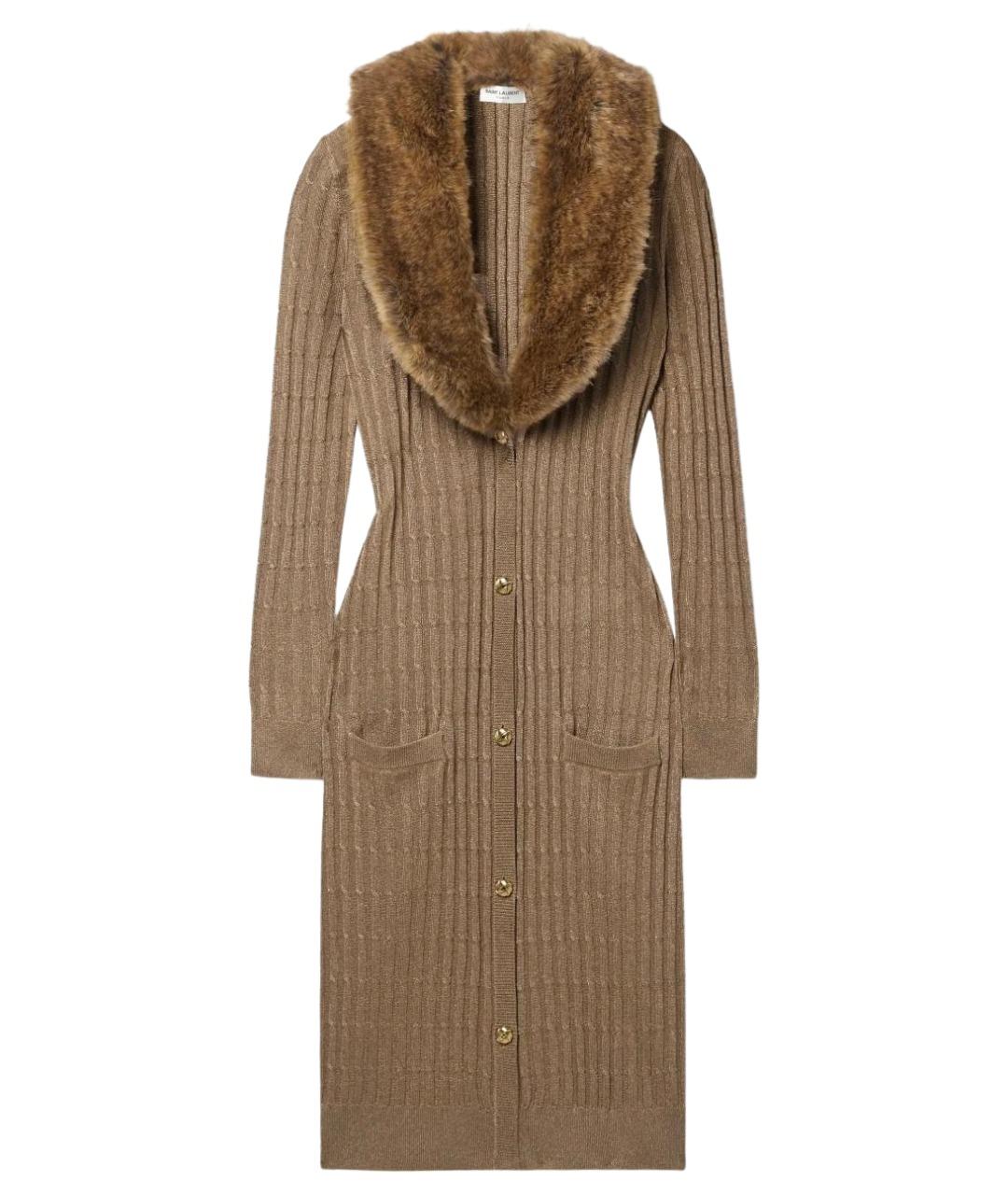 SAINT LAURENT Коричневое коктейльное платье, фото 1