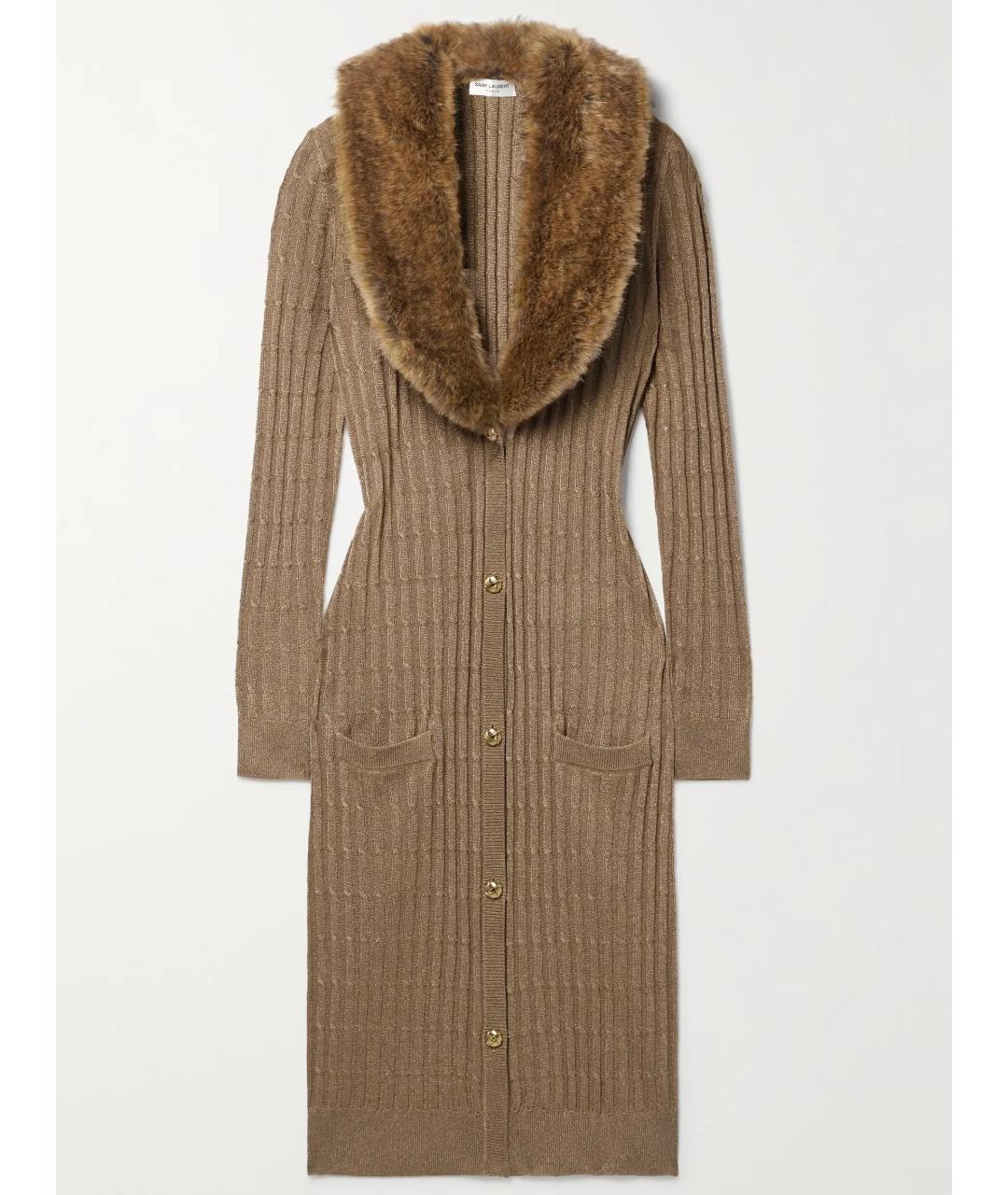 SAINT LAURENT Коричневое коктейльное платье, фото 4
