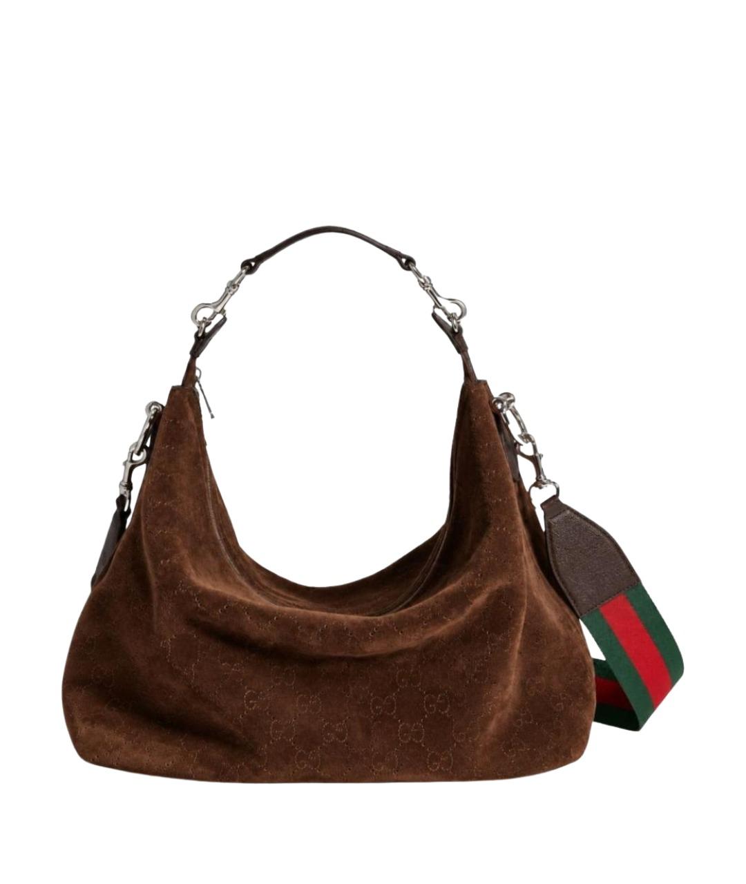 GUCCI Коричневая замшевая сумка на плечо, фото 1