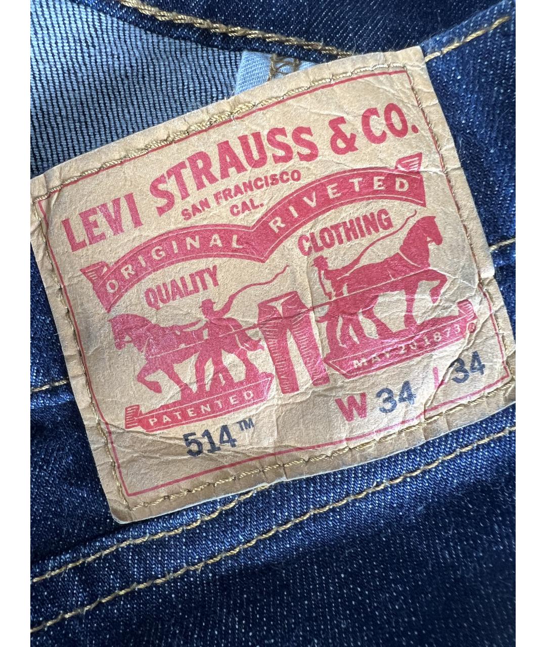 LEVI'S Темно-синие хлопковые прямые джинсы, фото 4