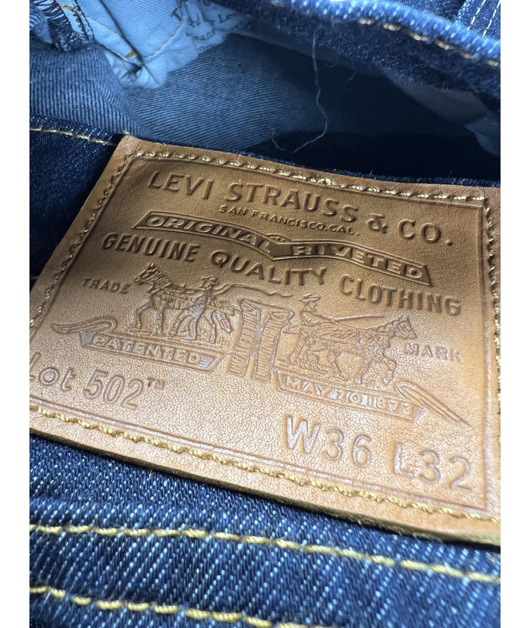 LEVI'S Темно-синие хлопковые прямые джинсы, фото 4