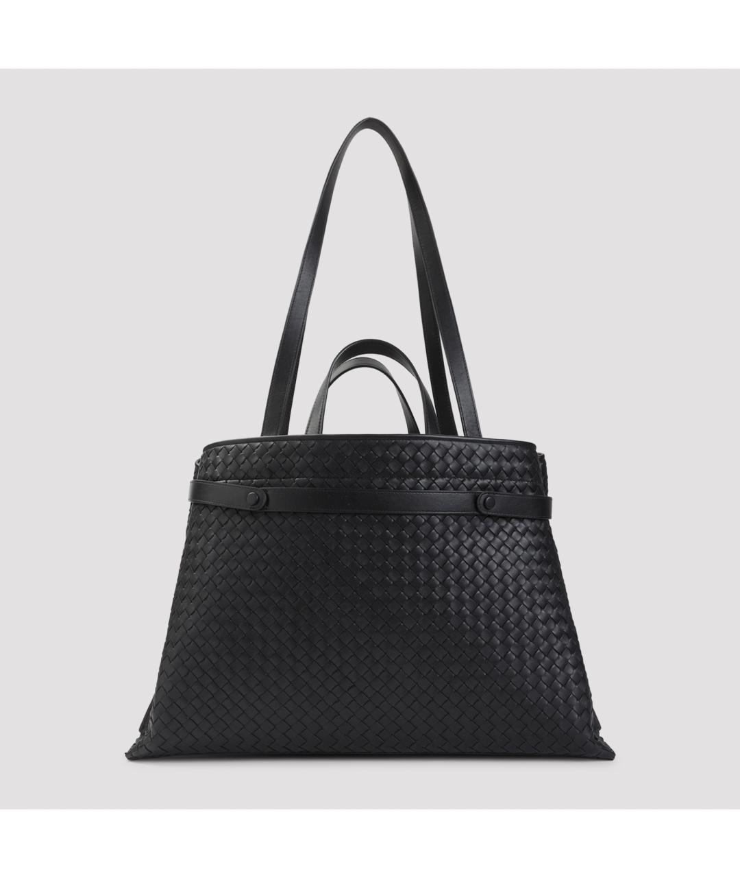 BOTTEGA VENETA Черная кожаная сумка тоут, фото 3