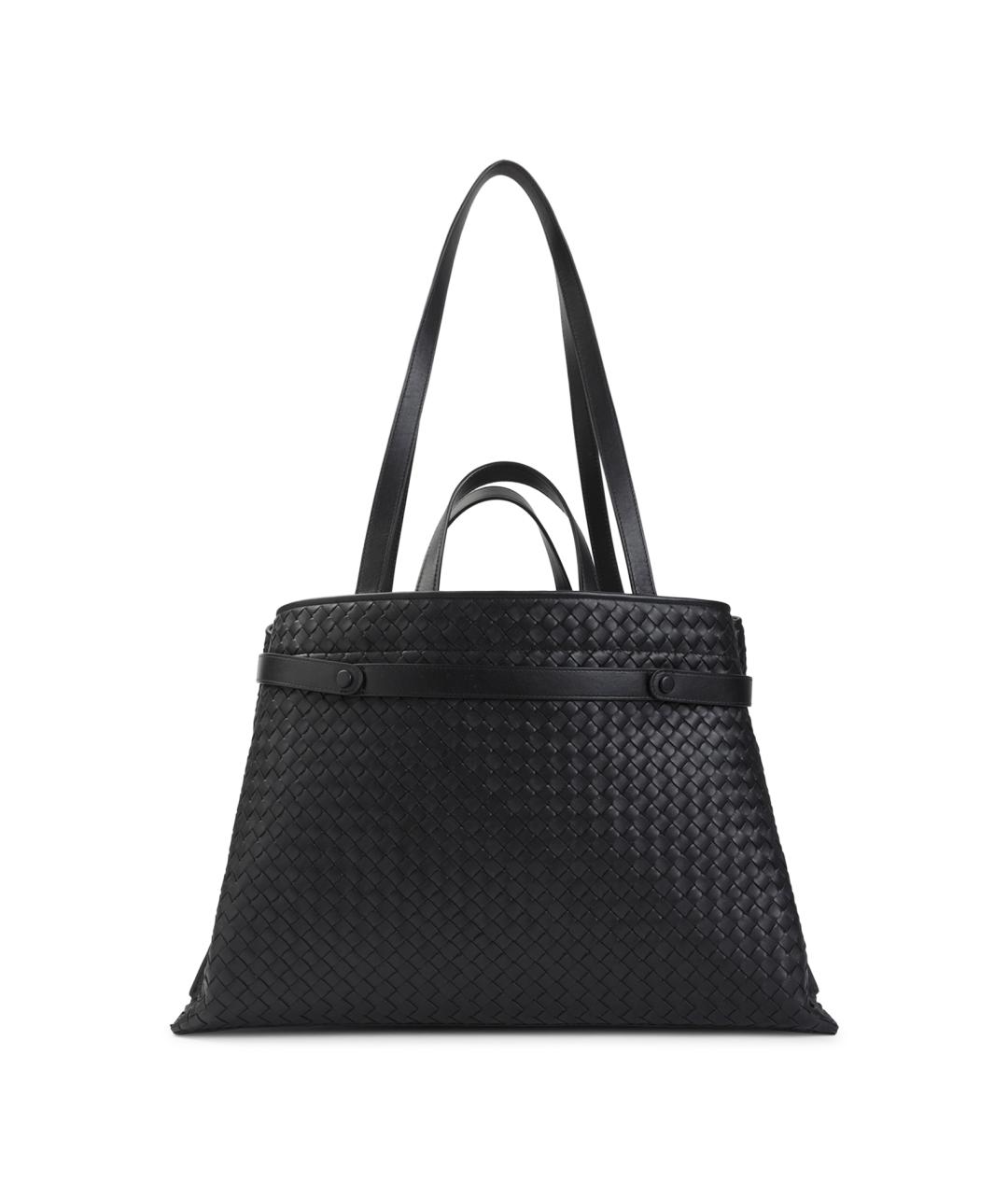 BOTTEGA VENETA Черная кожаная сумка тоут, фото 5