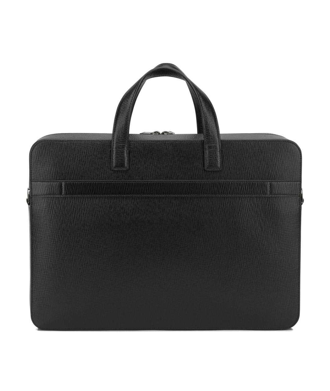 FERRAGAMO Черный кожаный портфель, фото 3