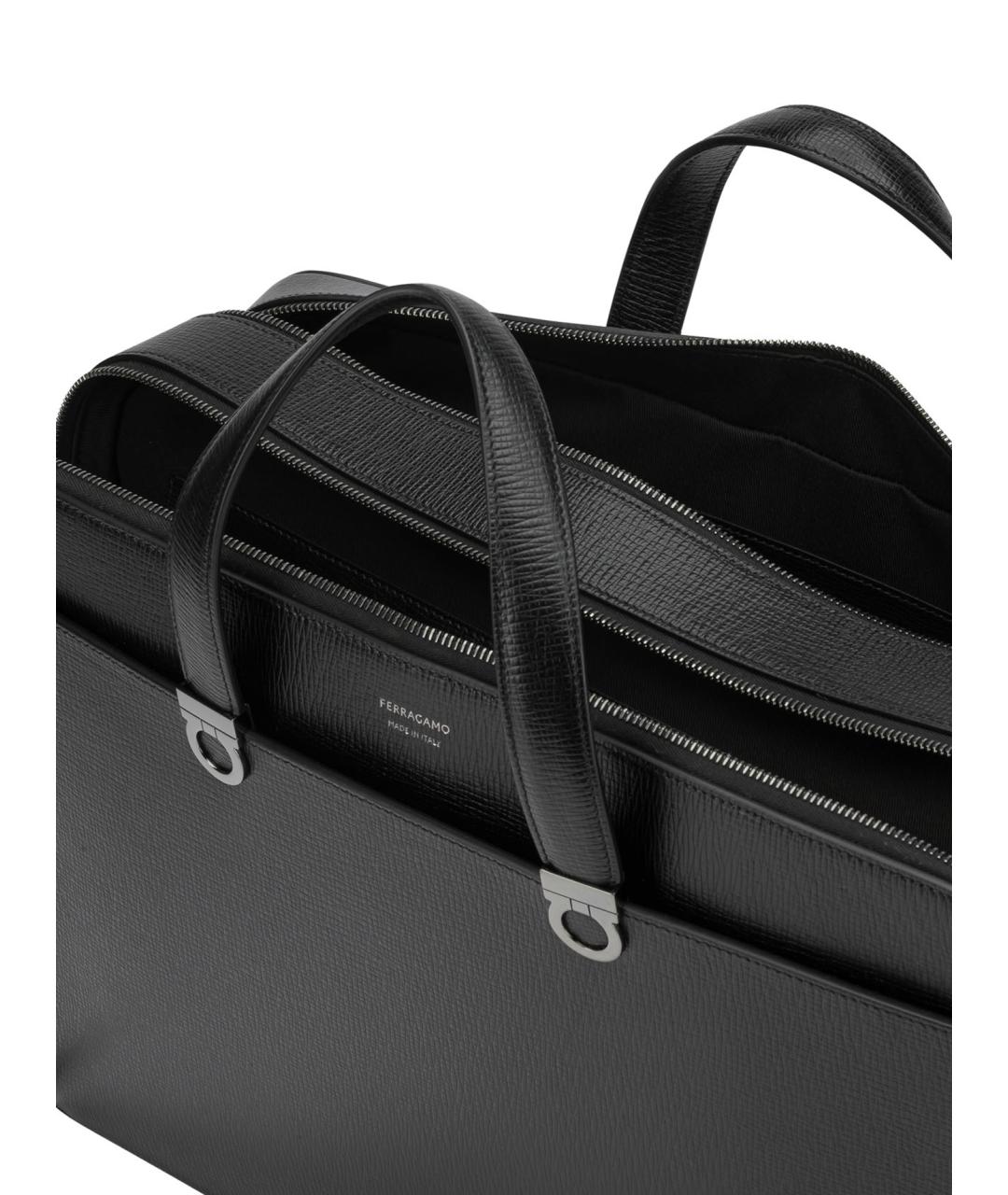 FERRAGAMO Черный кожаный портфель, фото 5