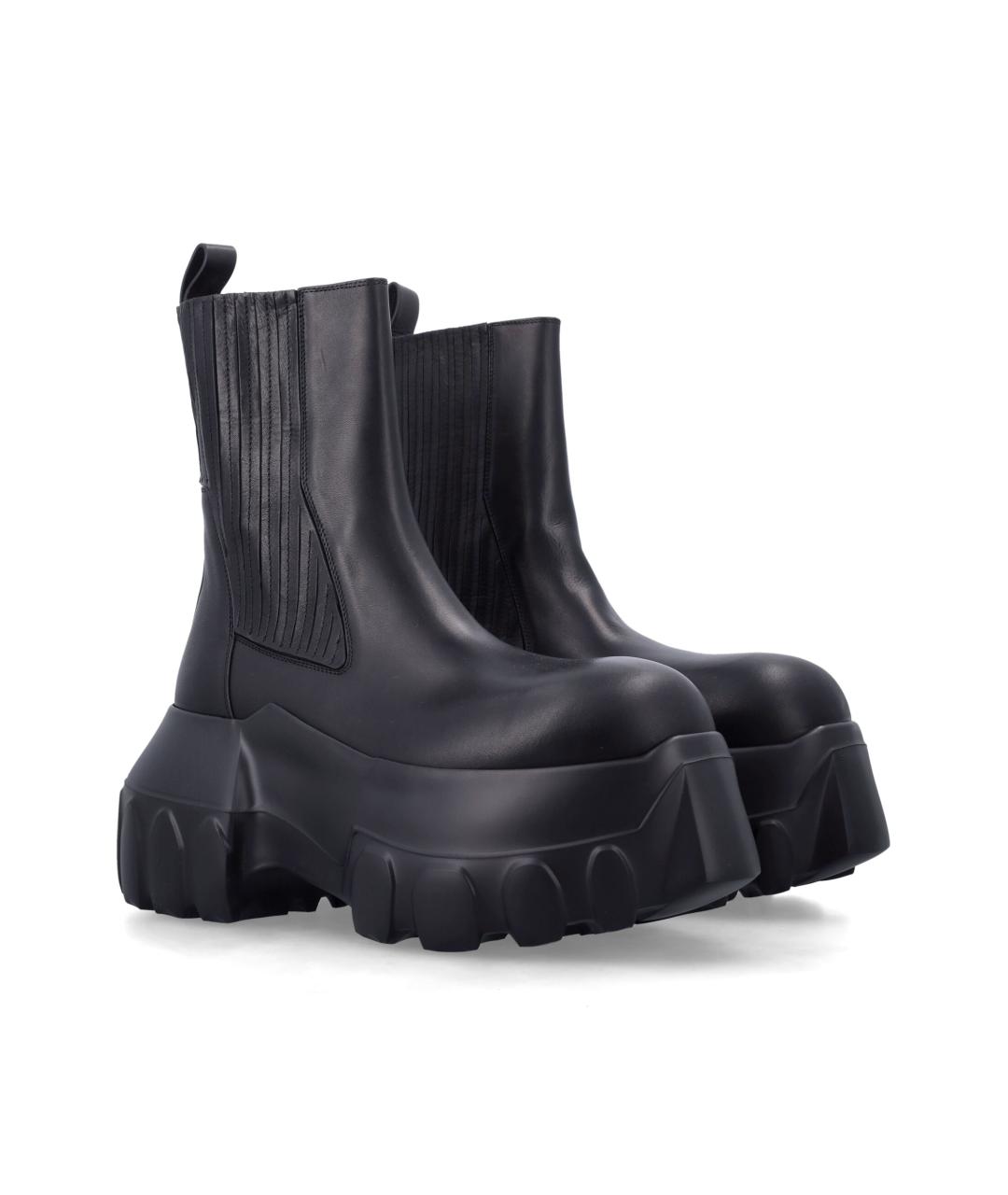 RICK OWENS Черные кожаные высокие ботинки, фото 2