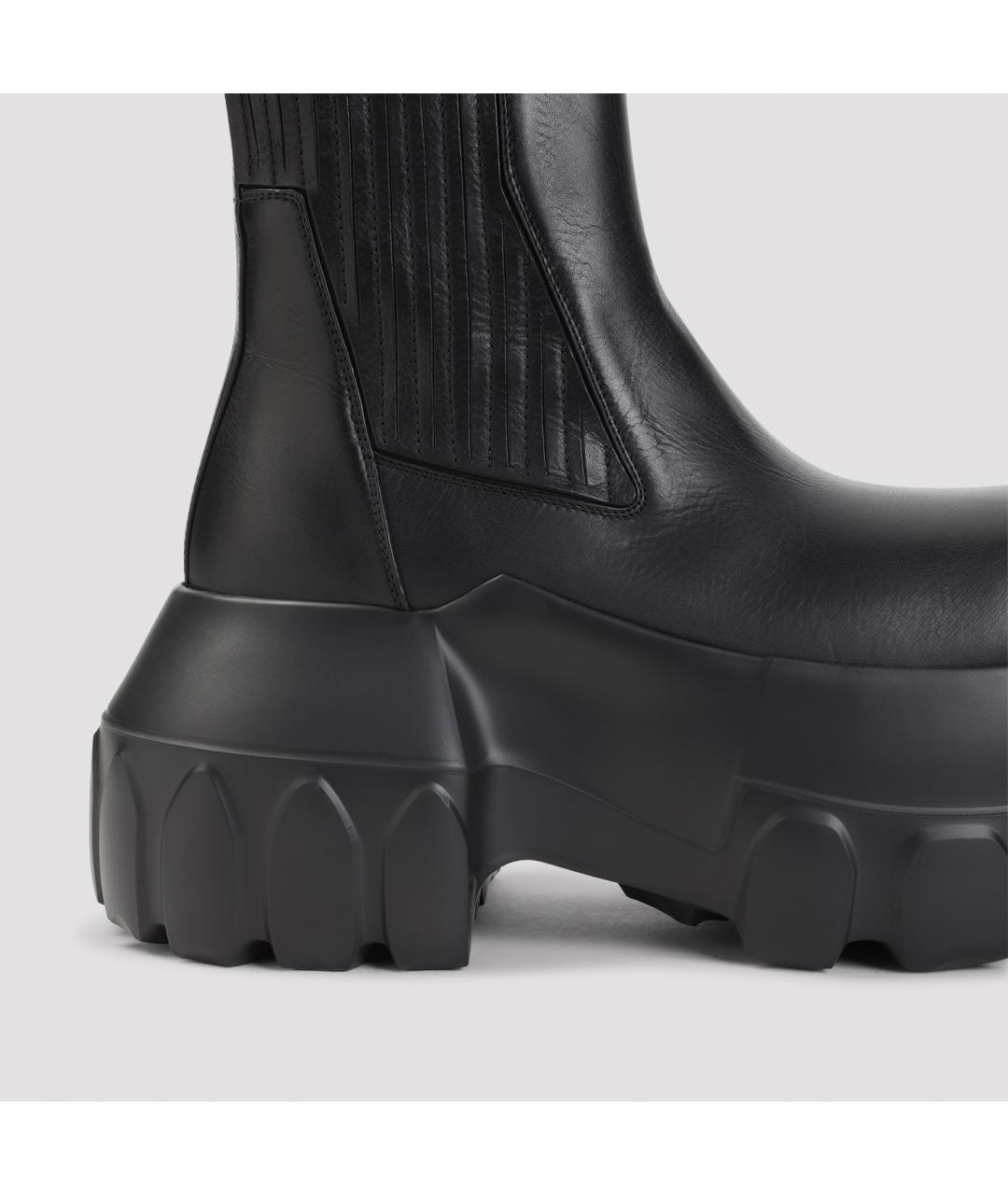 RICK OWENS Черные кожаные высокие ботинки, фото 5
