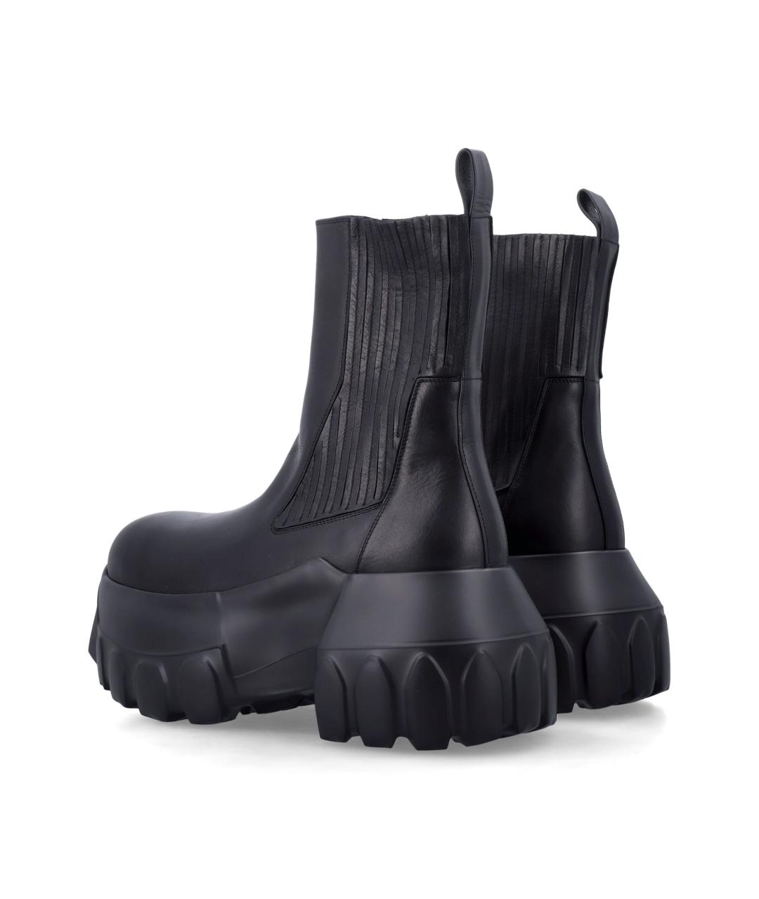 RICK OWENS Черные кожаные высокие ботинки, фото 3
