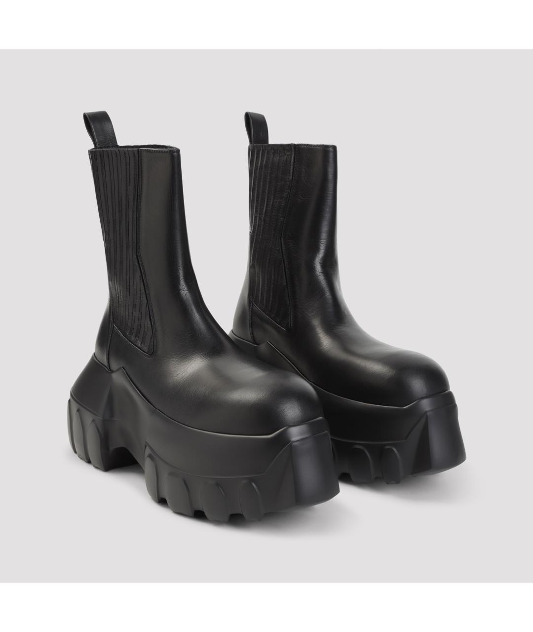 RICK OWENS Черные кожаные высокие ботинки, фото 4