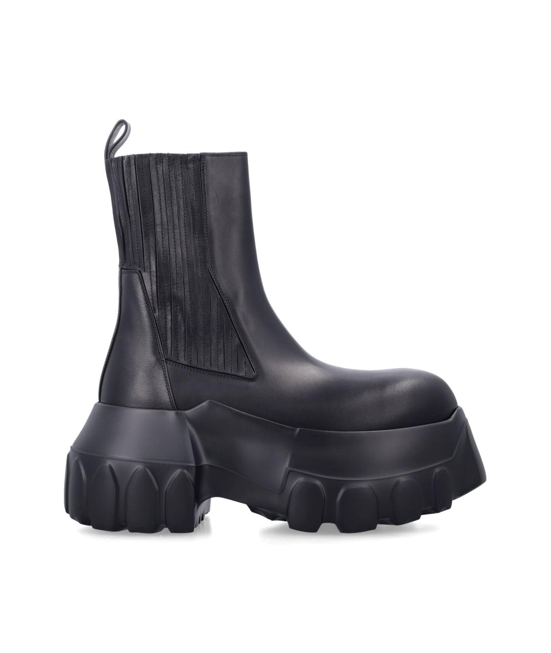 RICK OWENS Черные кожаные высокие ботинки, фото 1