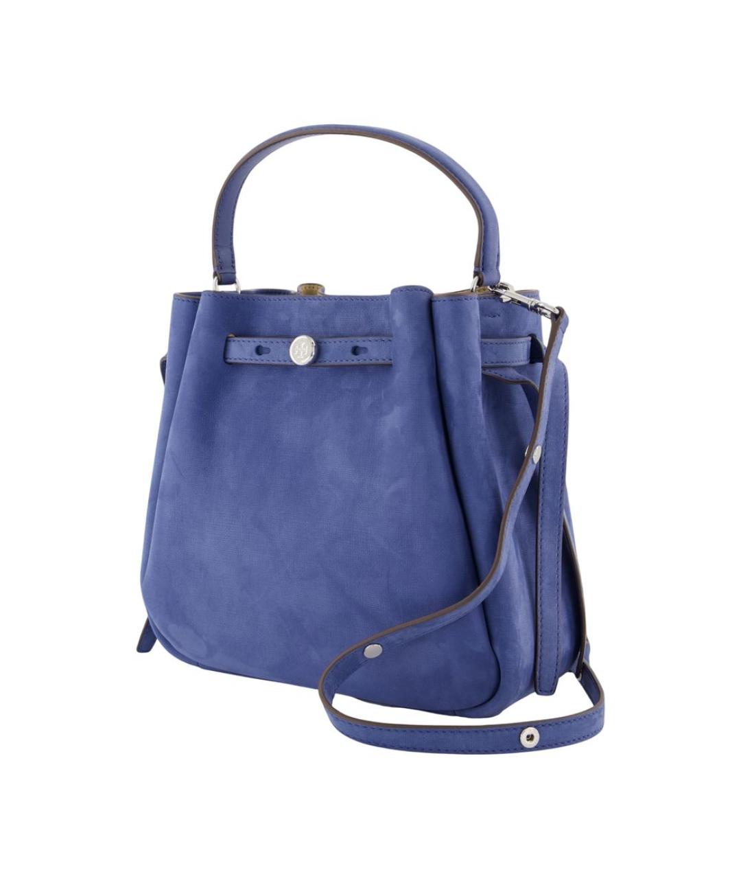 TORY BURCH Синяя кожаная сумка с короткими ручками, фото 2