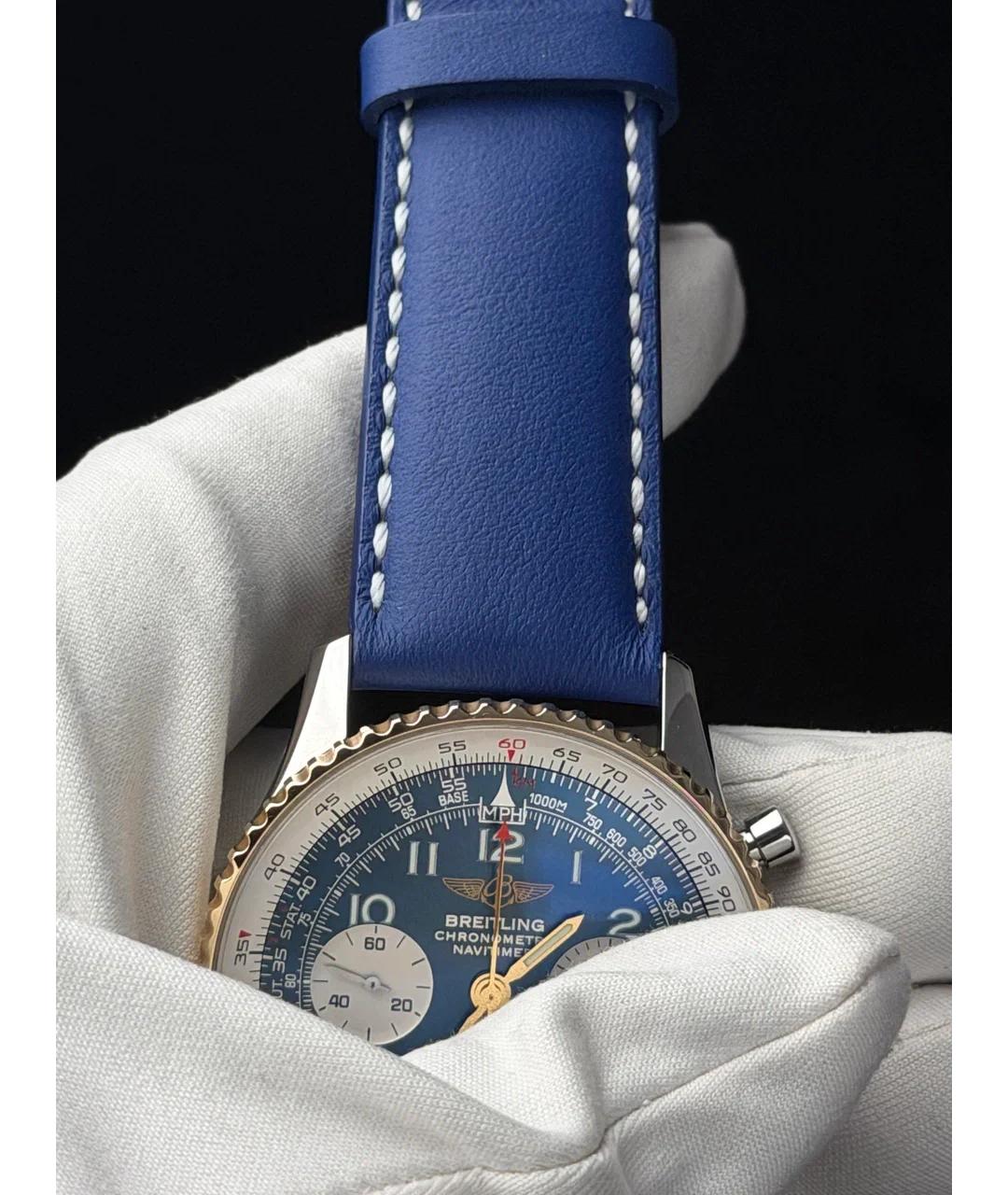 BREITLING Синие часы из желтого золота, фото 5