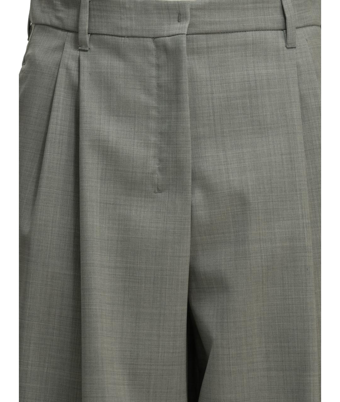 'S MAX MARA Серые шерстяные прямые брюки, фото 3