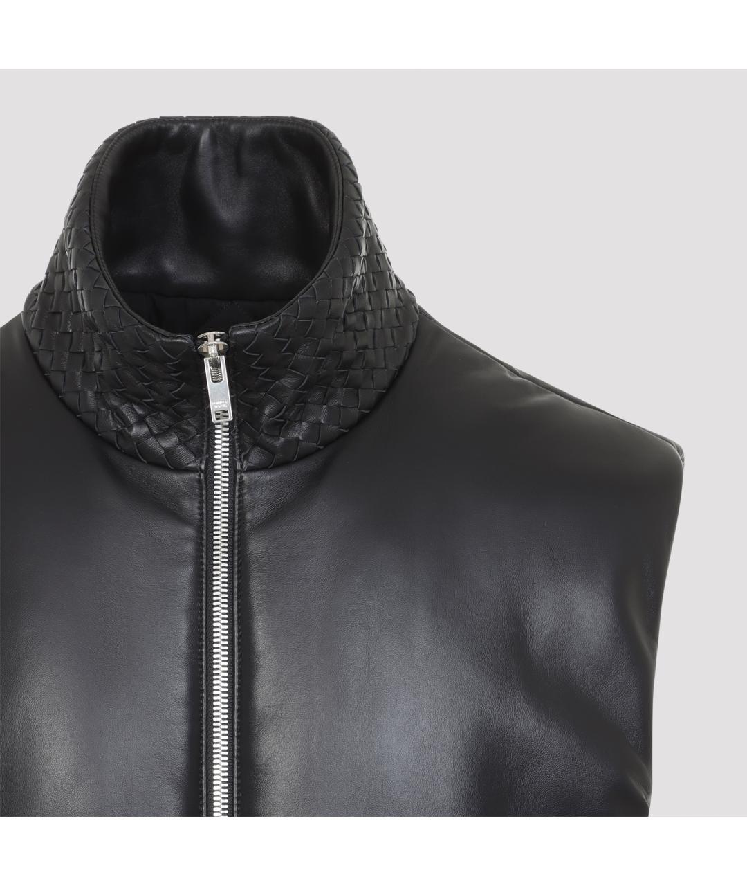 BOTTEGA VENETA Черный кожаный жилет, фото 4