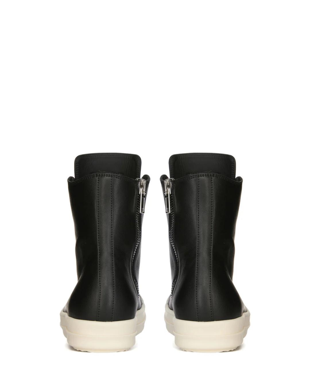 RICK OWENS Черные кожаные высокие кроссовки / кеды, фото 5