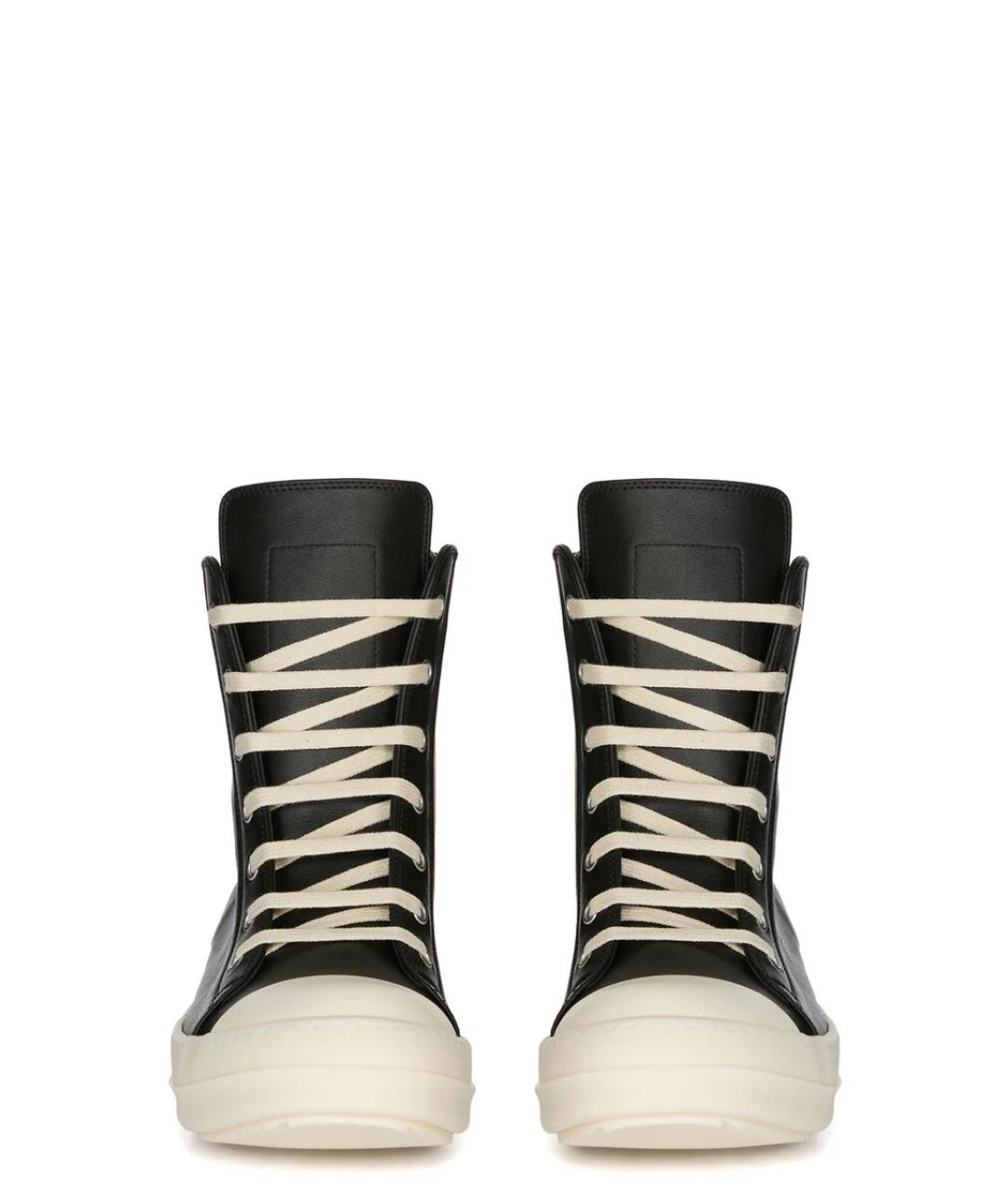 RICK OWENS Черные кожаные высокие кроссовки / кеды, фото 3
