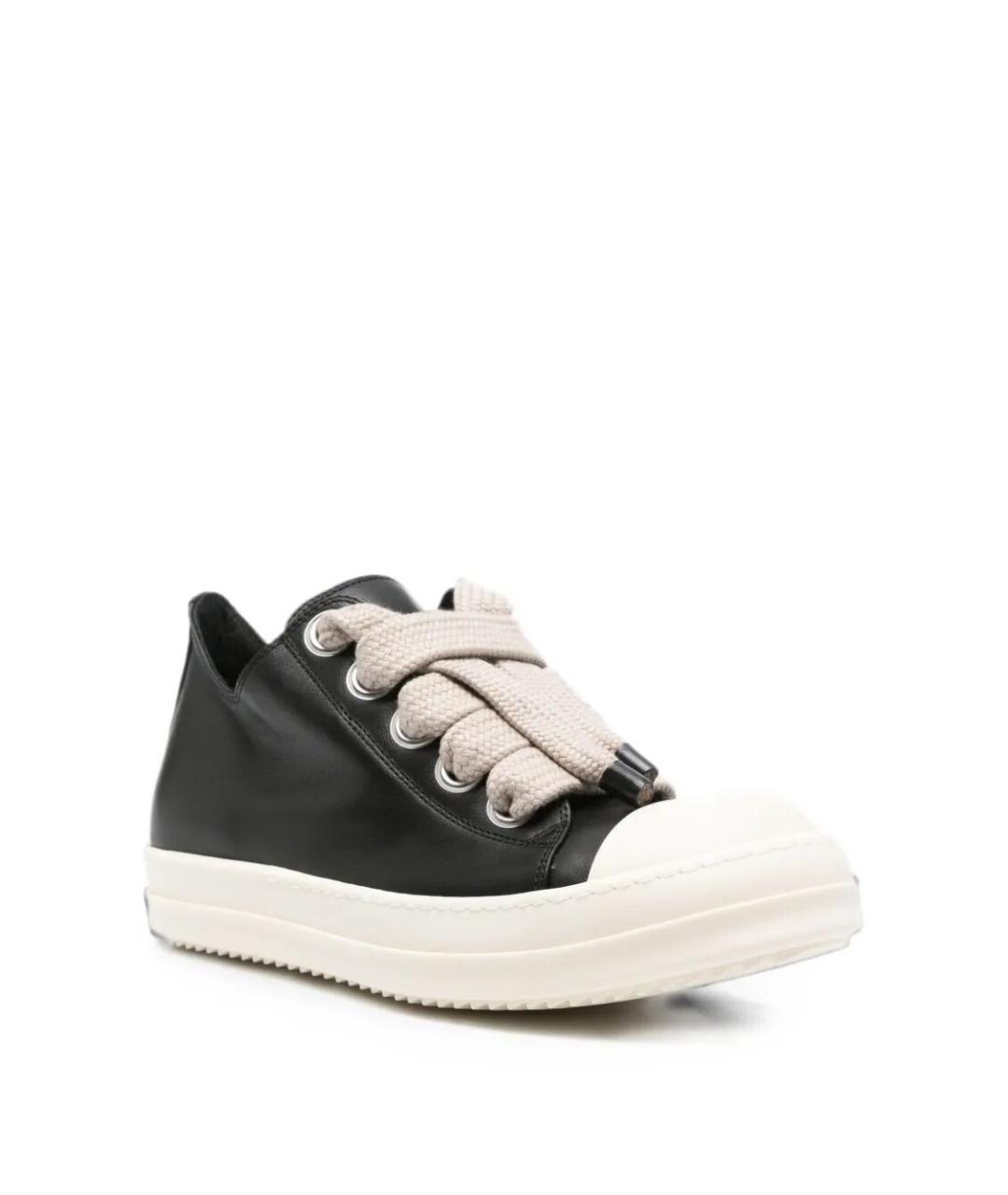 RICK OWENS Черные кожаные низкие кроссовки / кеды, фото 4