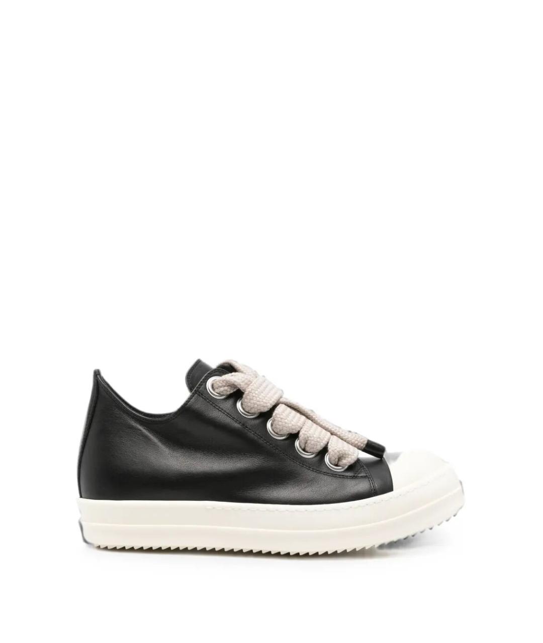 RICK OWENS Черные кожаные низкие кроссовки / кеды, фото 1